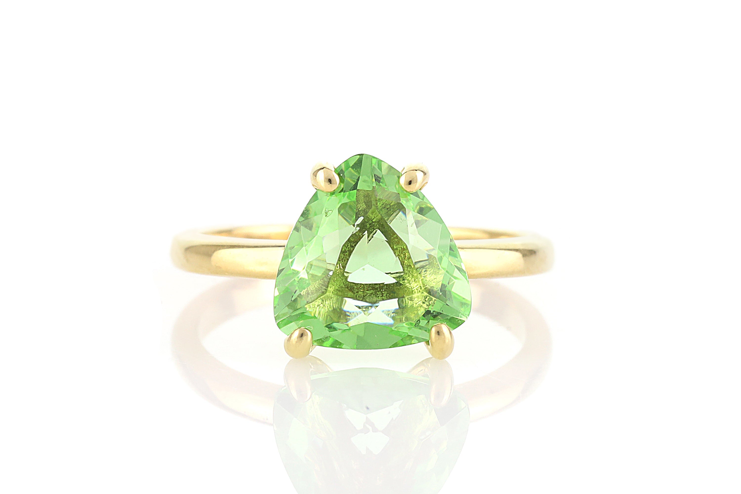 Green Tourmaline Trillion Gemstone Gold Ring Rings Anemone Unique