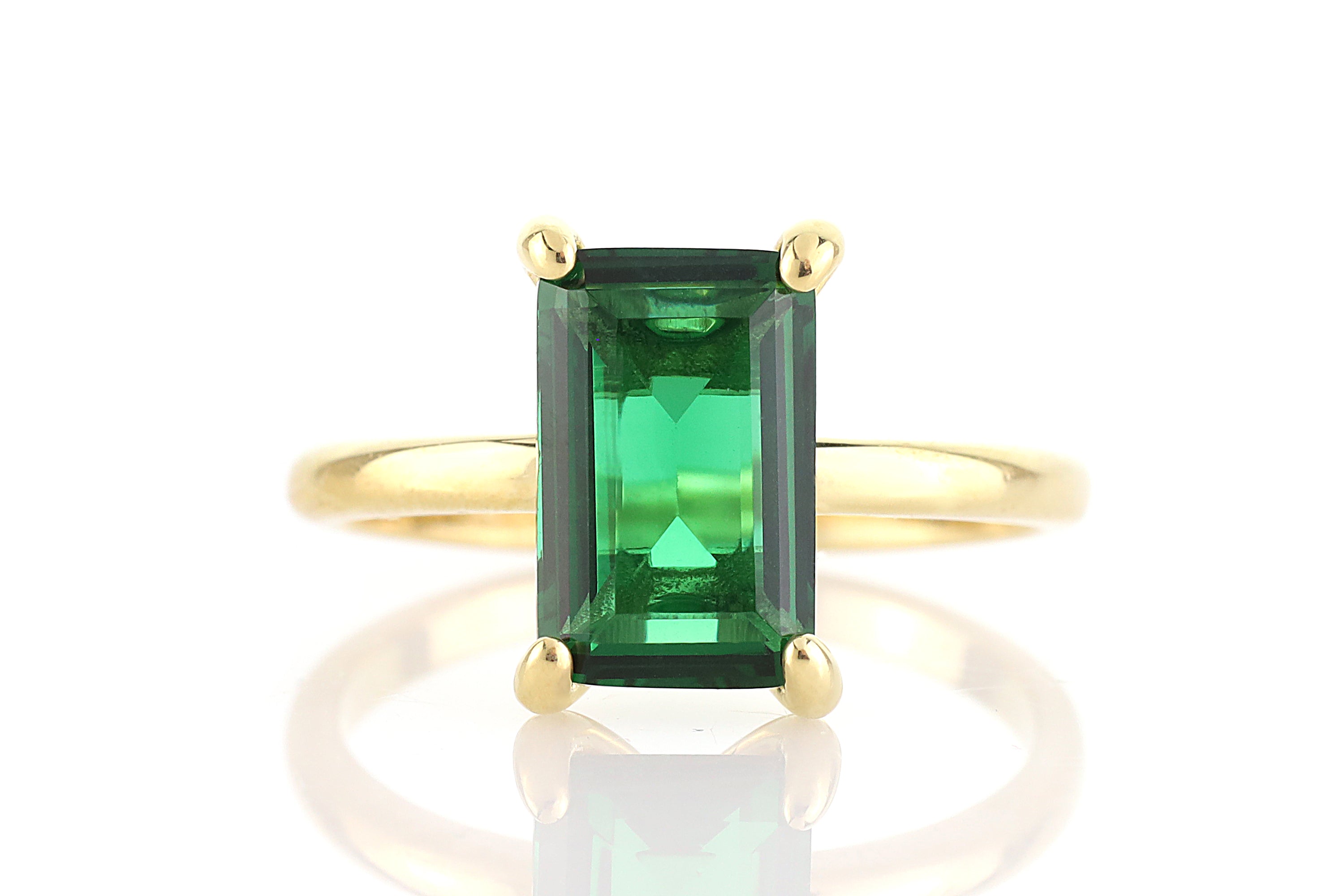 Rectangle Emerald Engagement Gold Ring Rings Anemone Unique
