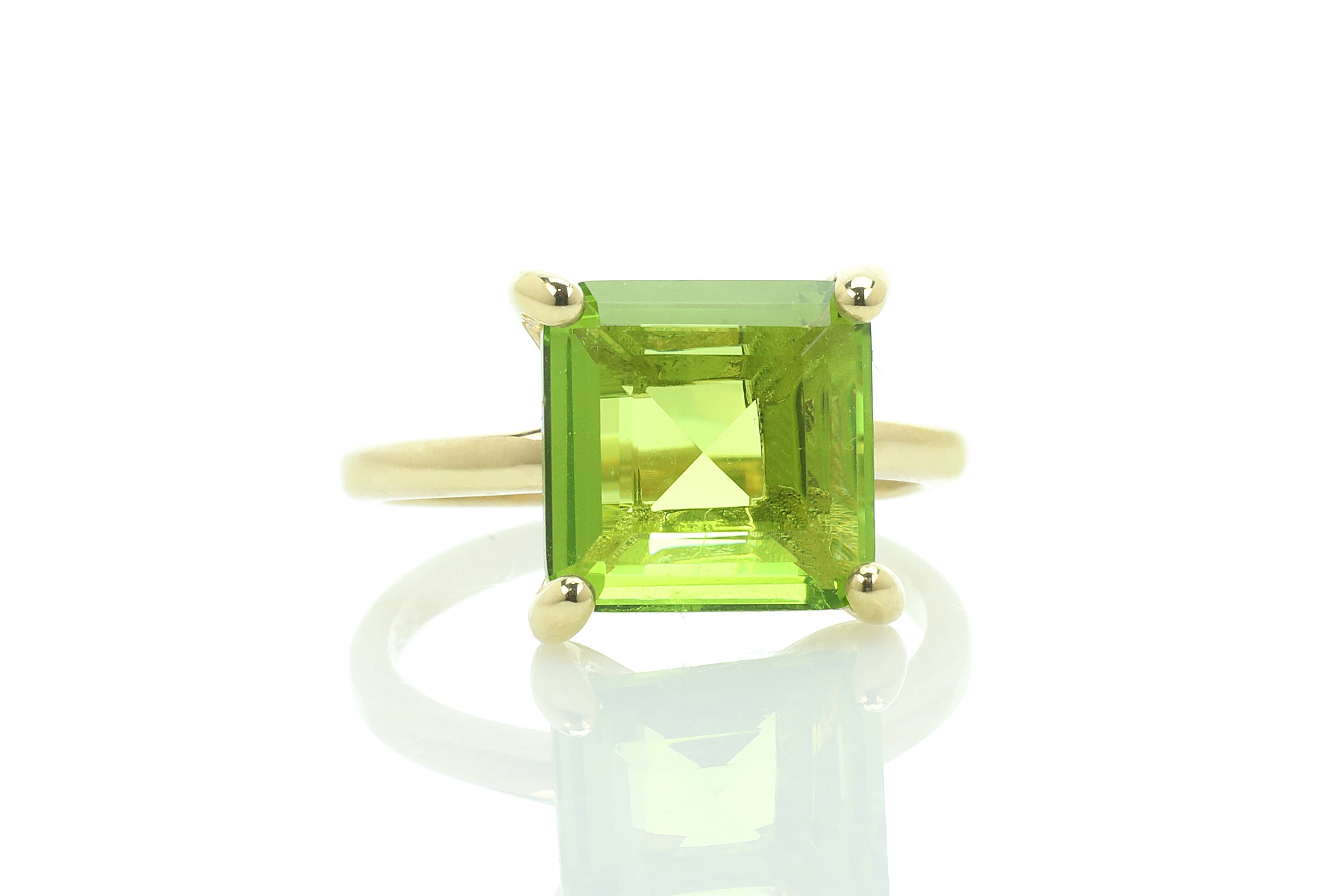Charming Square Gold Peridot Ring for Women Rings Anemone Unique