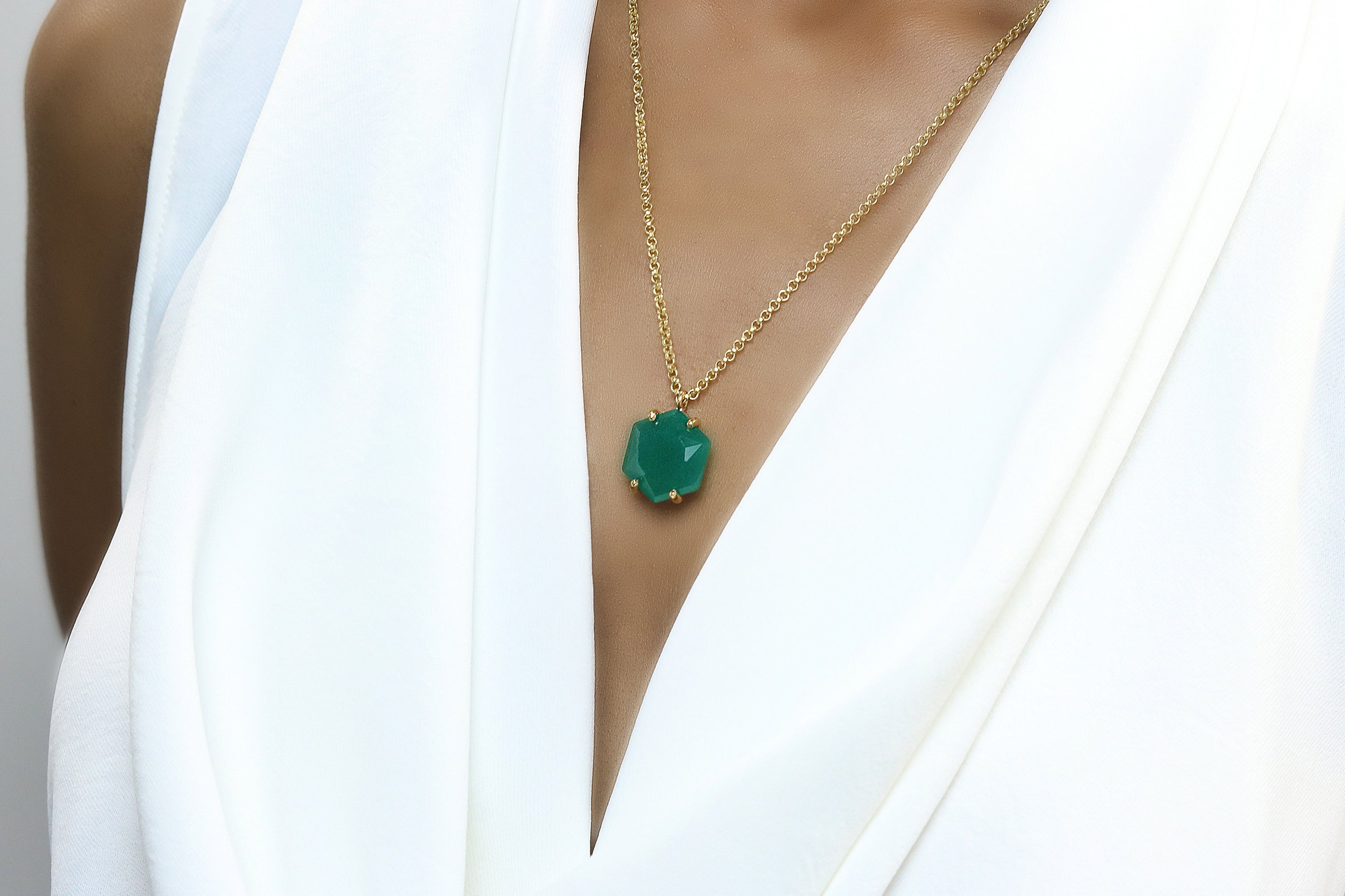 Striking Green Onyx 14k Gold Filled Necklace necklaces Anemone Jewelry