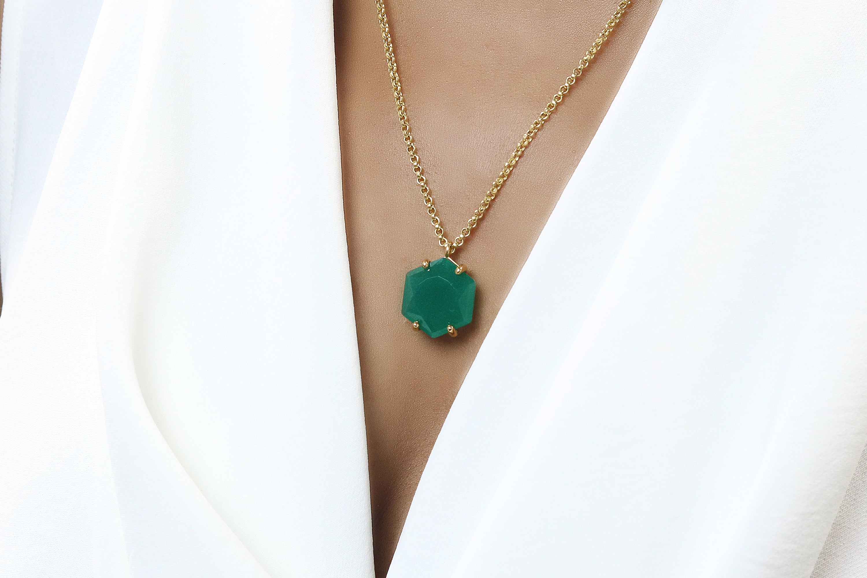 Striking Green Onyx 14k Gold Filled Necklace necklaces Anemone Jewelry