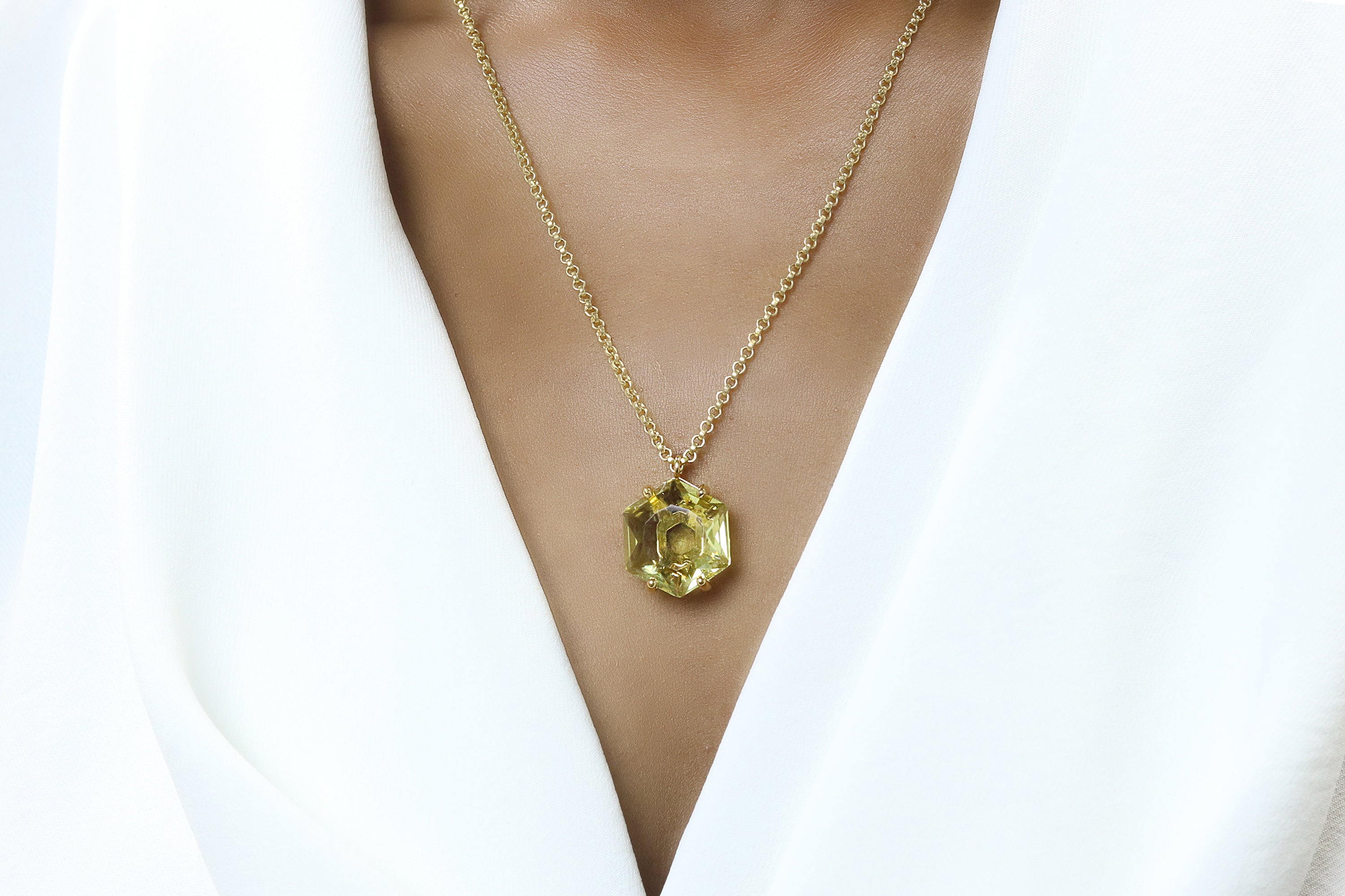 Elegant Lemon Quartz Sterling Silver Necklace necklaces Anemone Jewelry