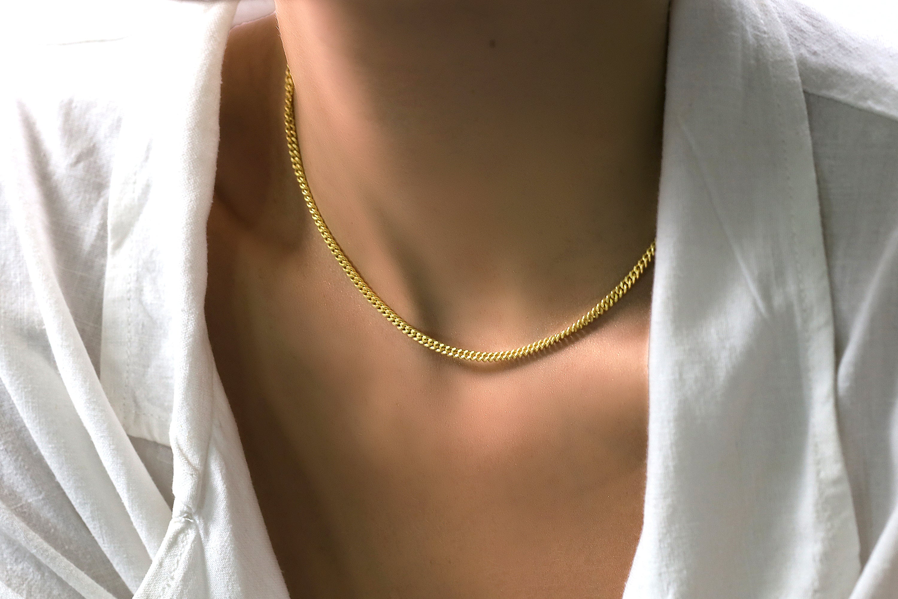 Gold Cuban Link Chain Necklace for Women necklaces Anemone Jewelry