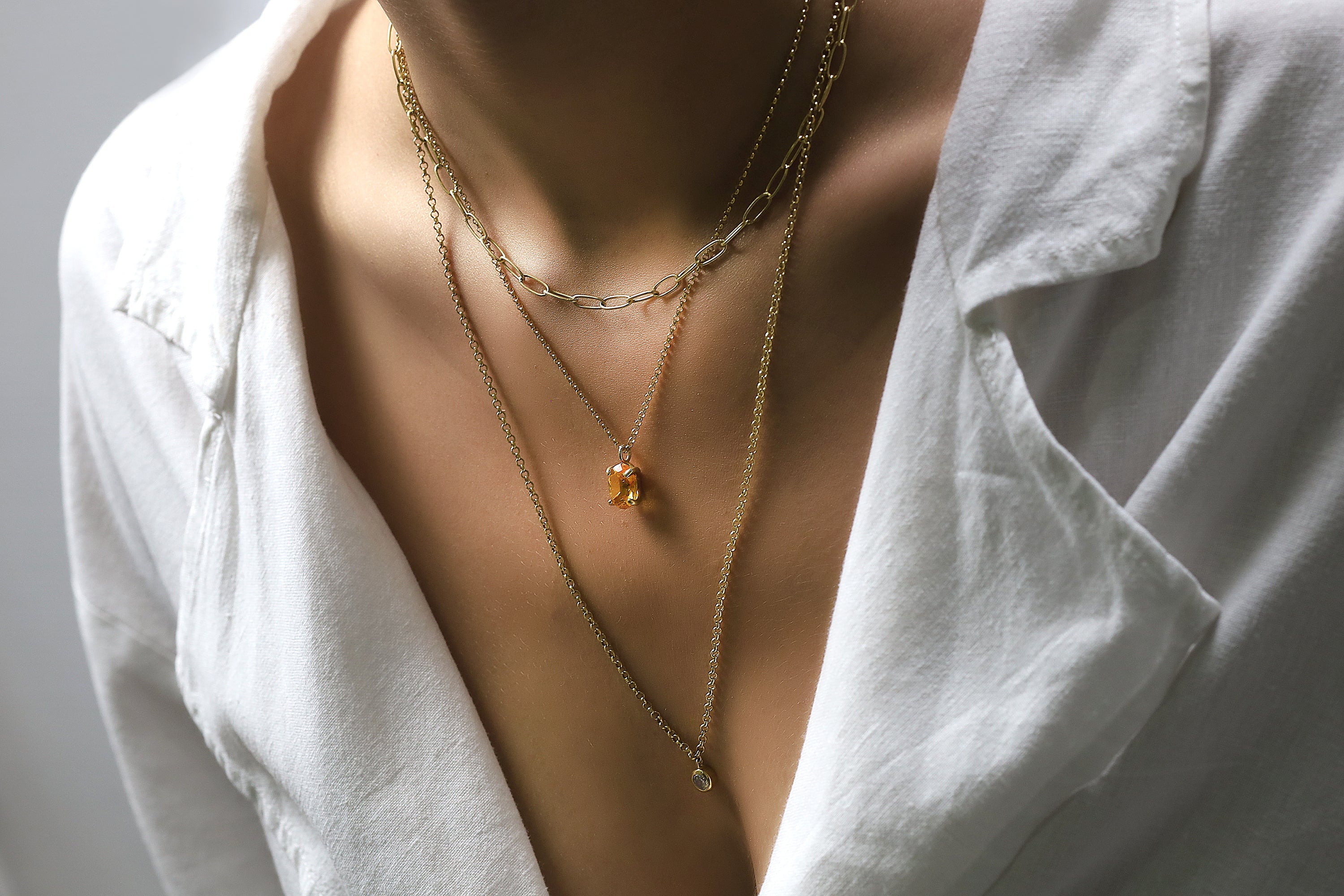 Bright Citrine Gold Pendant Necklace necklaces Anemone Unique