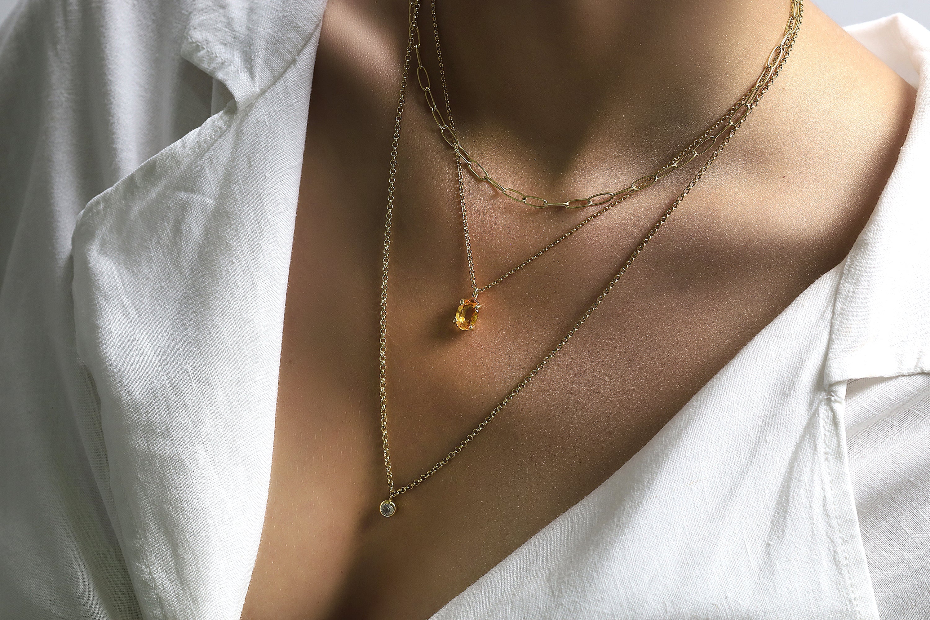 Bright Citrine Gold Pendant Necklace necklaces Anemone Unique