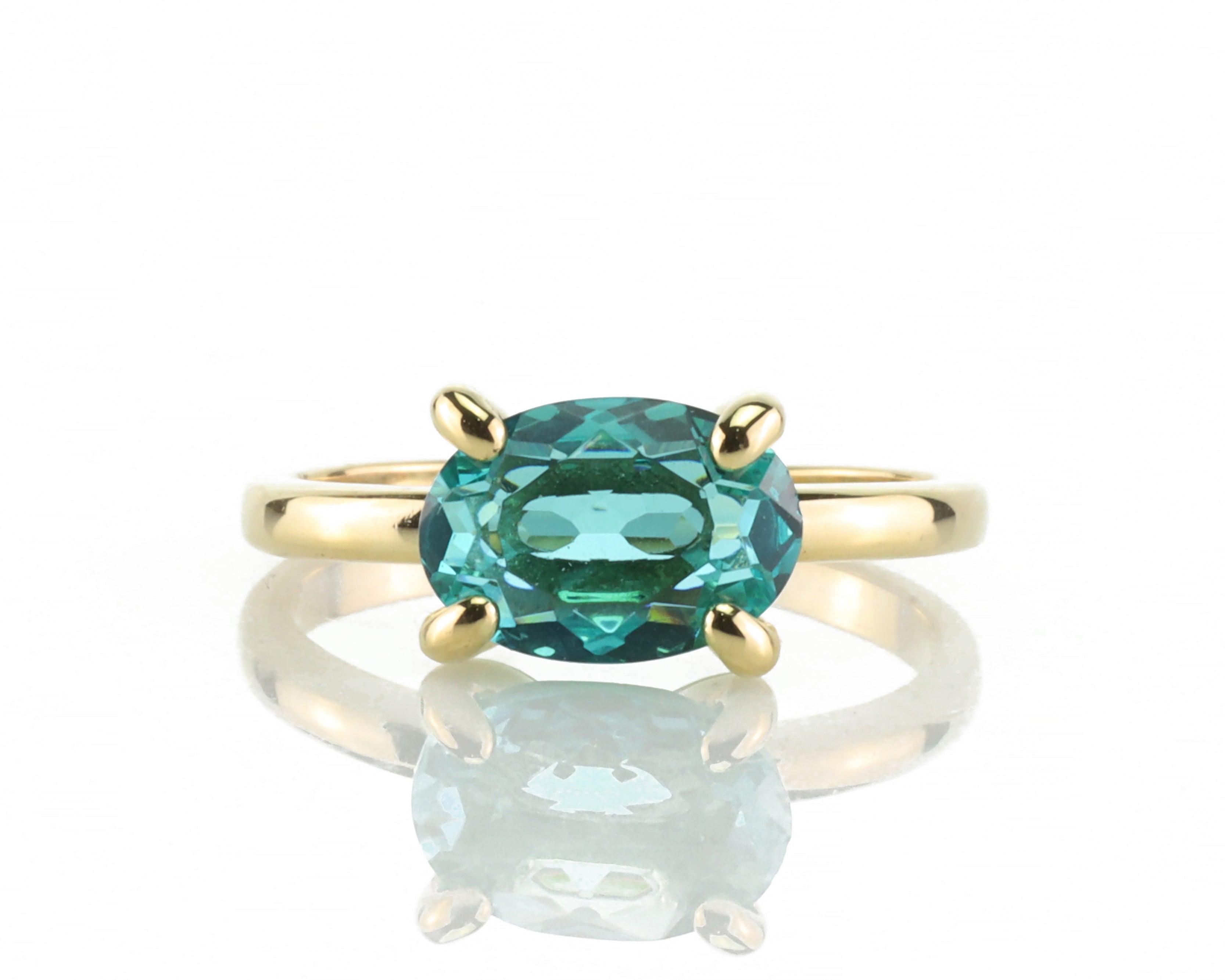 Blue Tourmaline Oval Cut Gold Ring Rings Anemone Unique