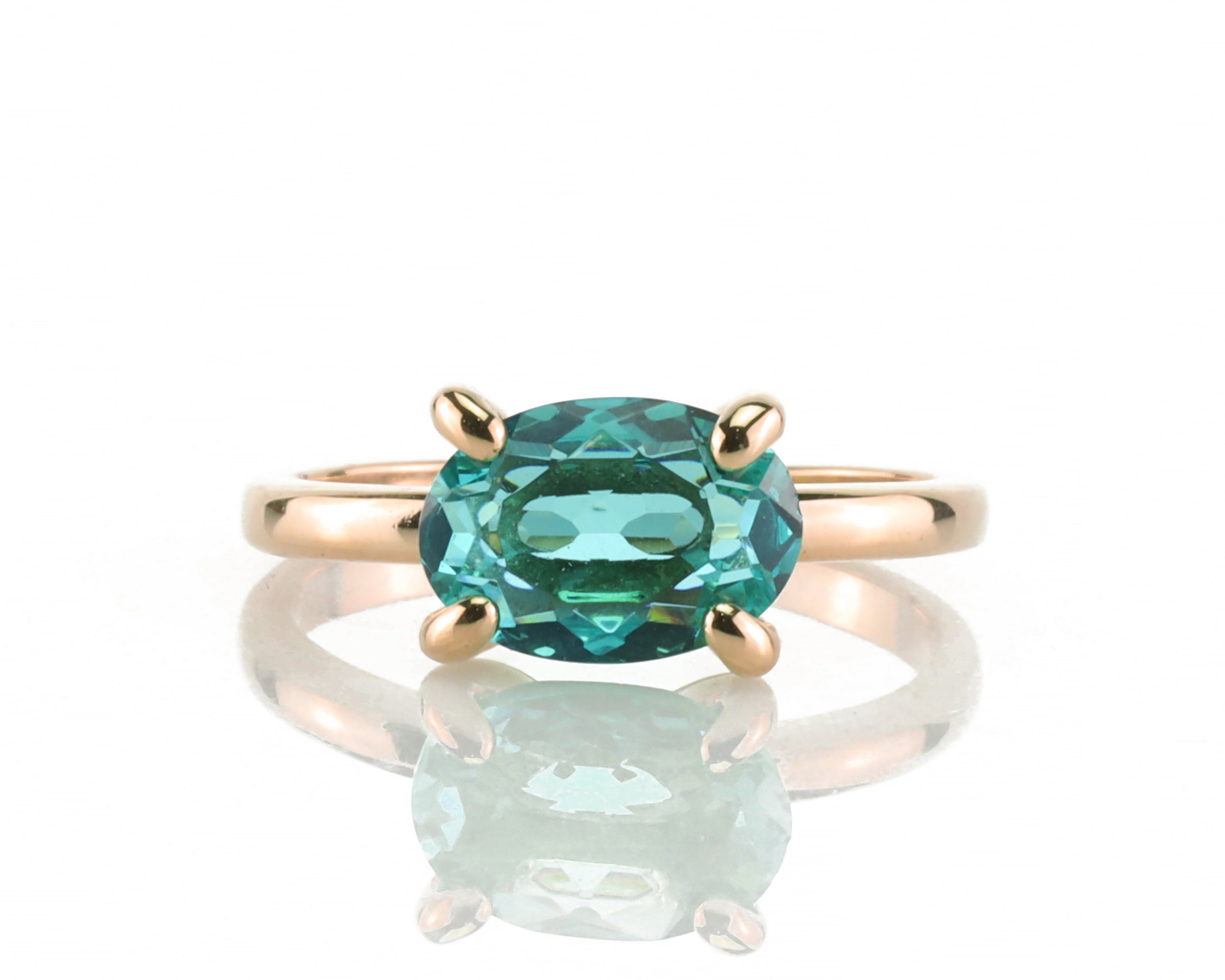 Blue Tourmaline Oval Cut Gold Ring Rings Anemone Unique