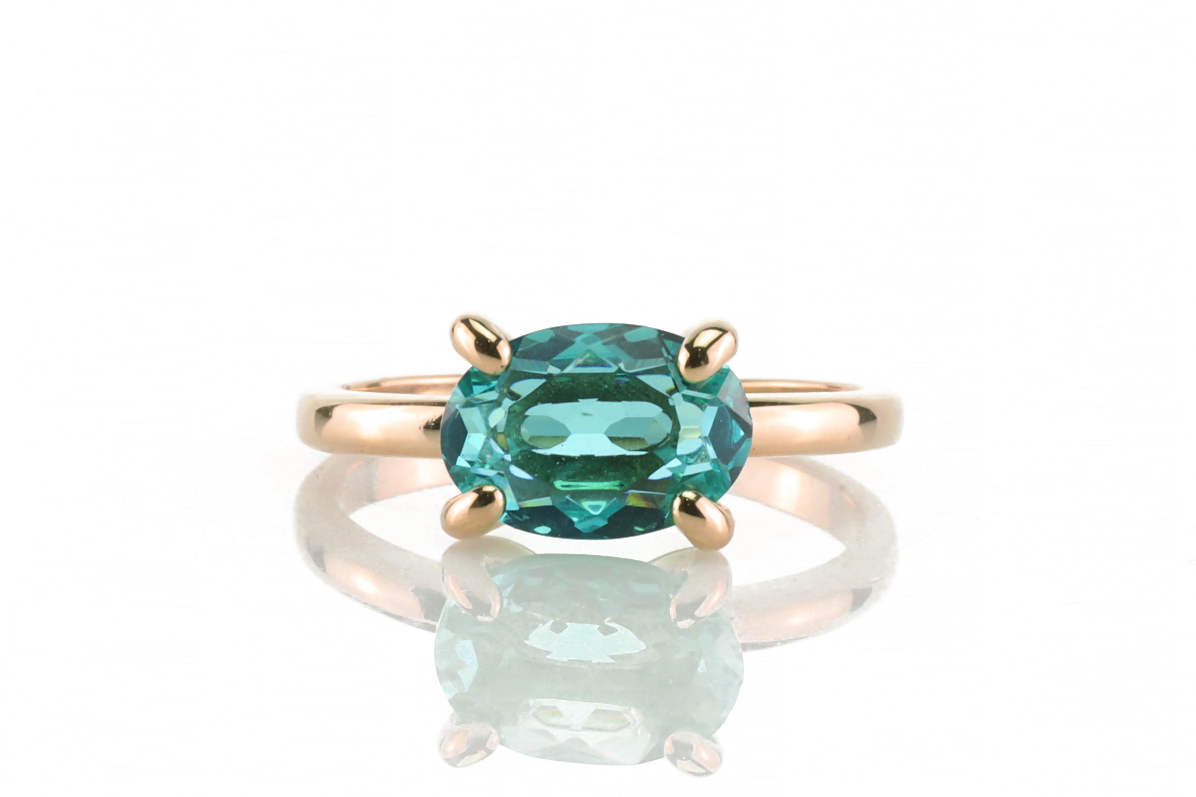 Blue Tourmaline Oval Cut Gold Ring Rings Anemone Unique