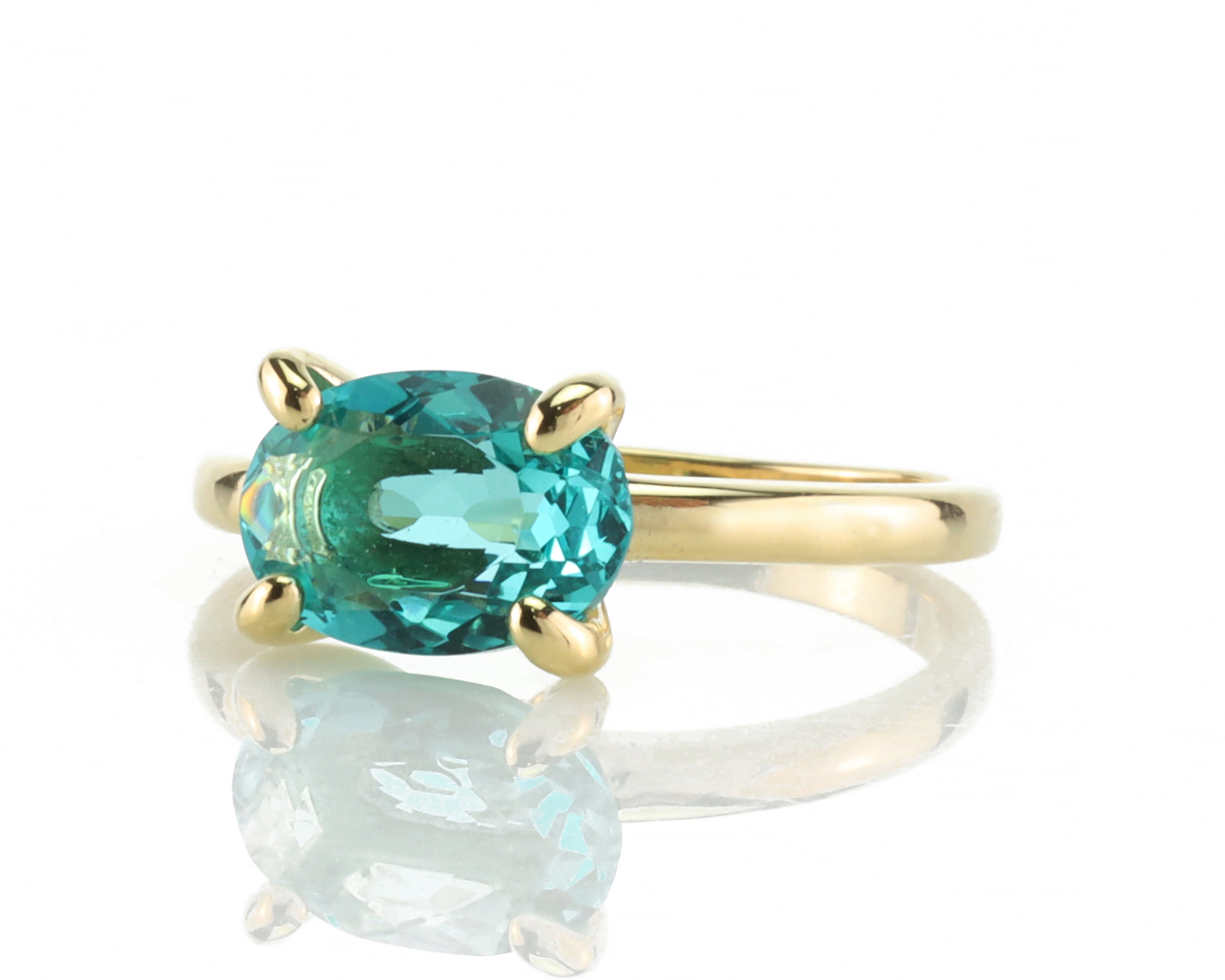 Blue Tourmaline Oval Cut Gold Ring Rings Anemone Unique