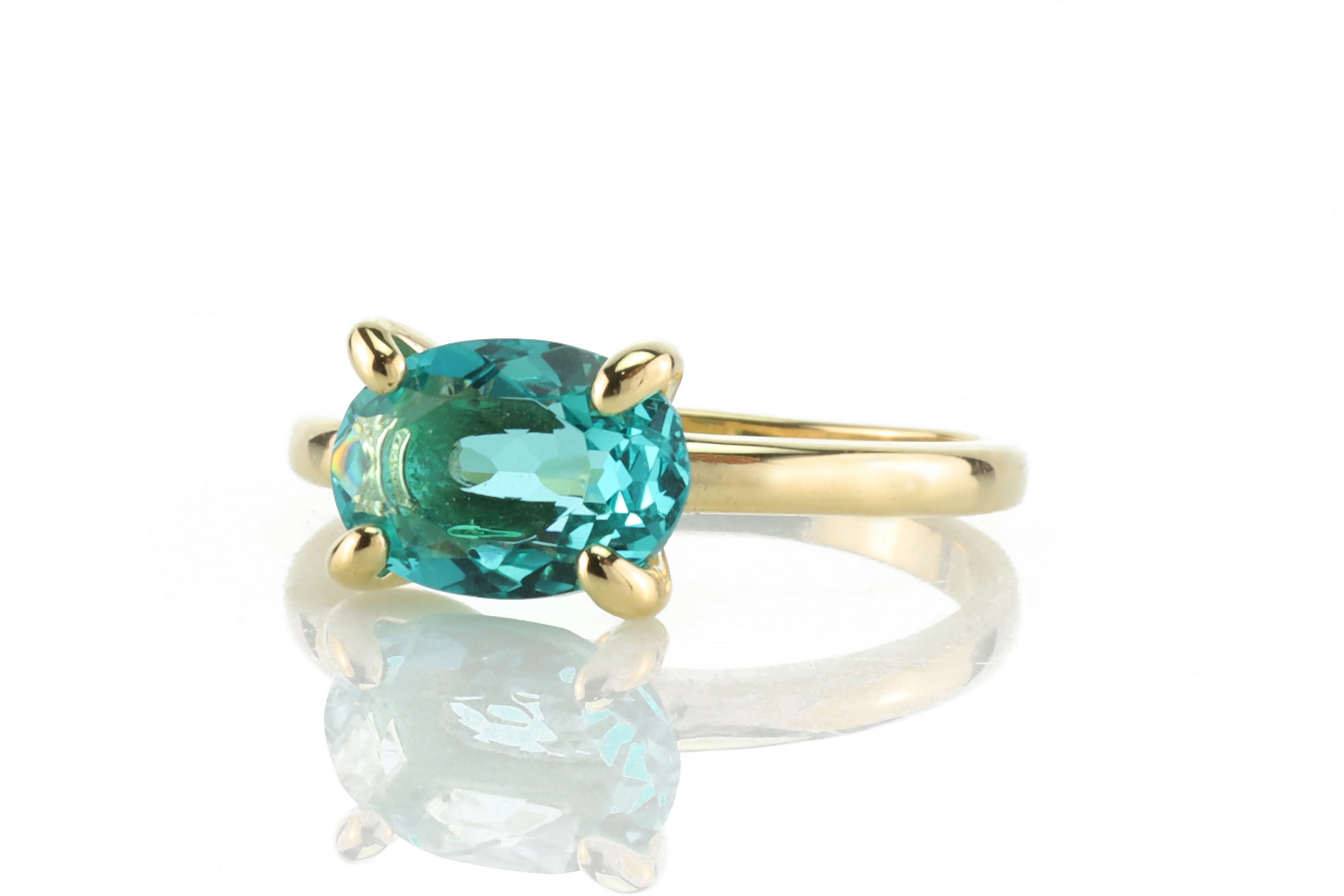 Blue Tourmaline Oval Cut Gold Ring Rings Anemone Unique