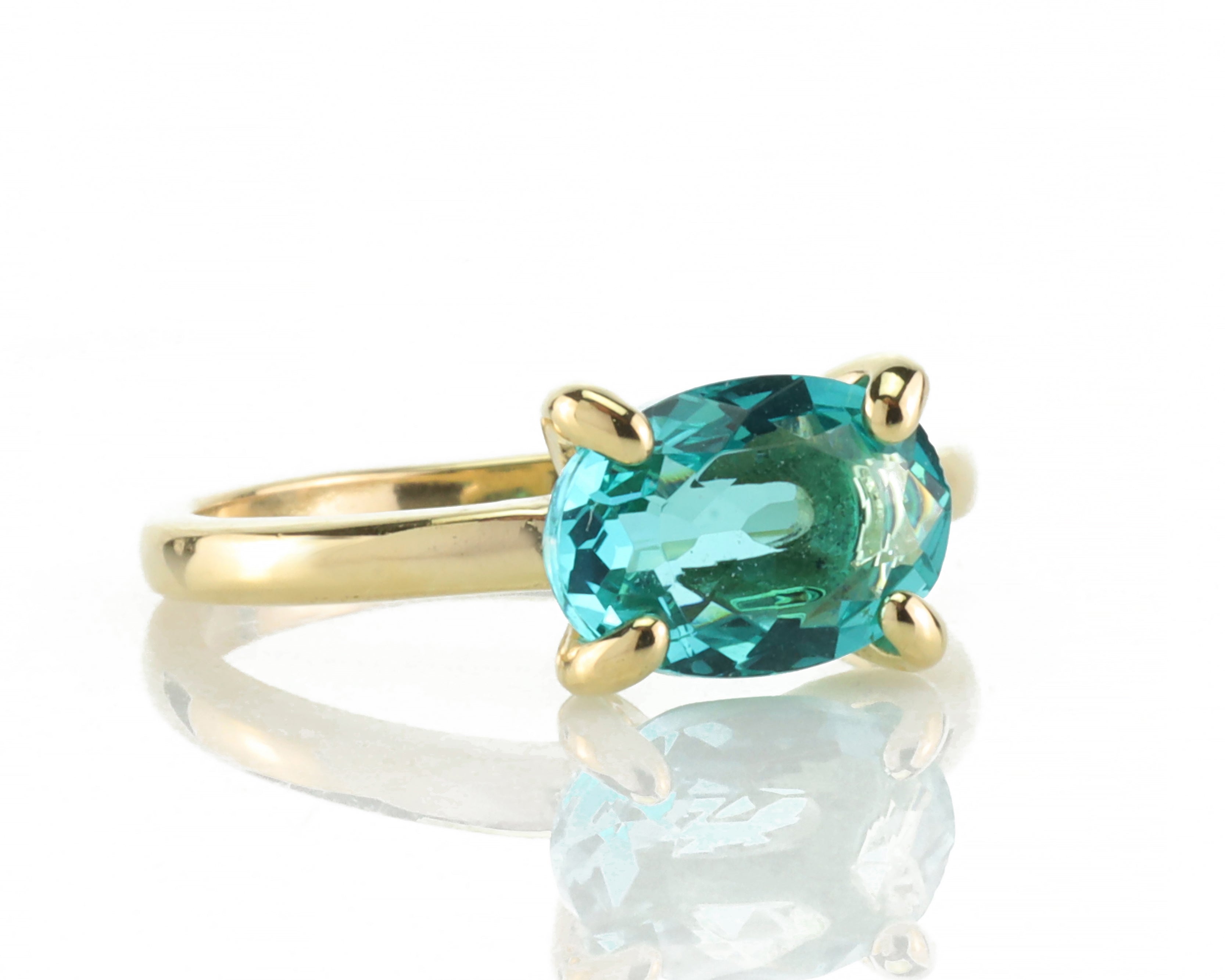 Blue Tourmaline Oval Cut Gold Ring Rings Anemone Unique