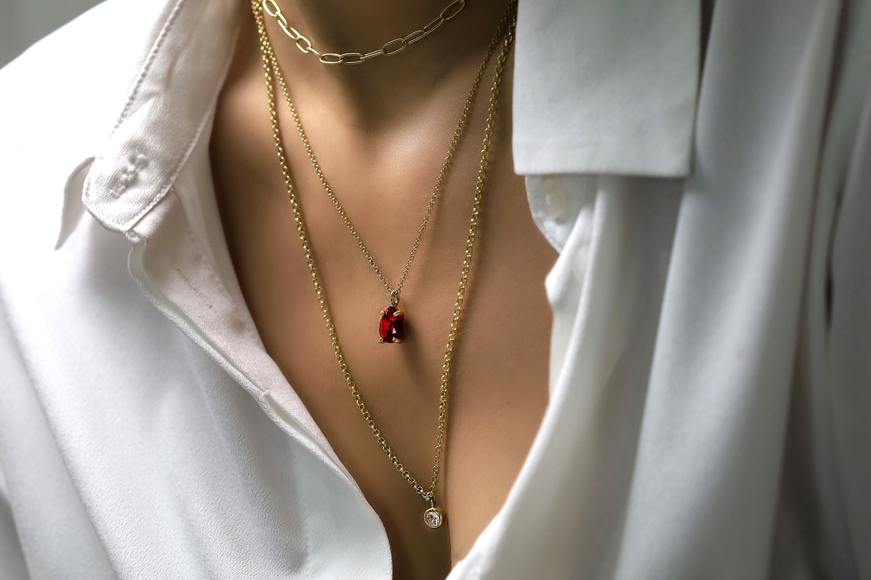 Pear Cut Pink Tourmaline Pendant Gold Necklace necklaces Anemone Unique