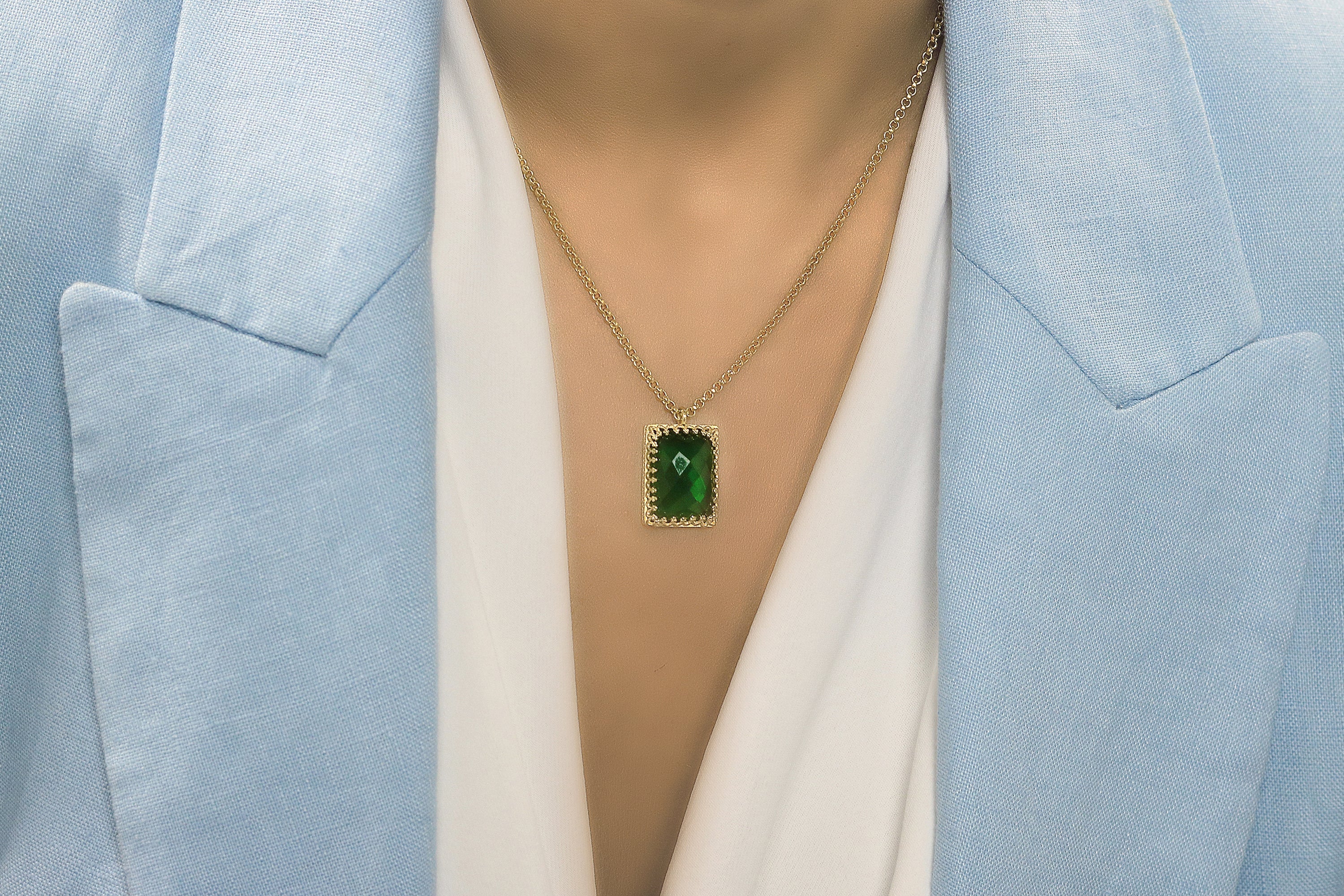 Amusing Emerald Gold Filled Necklace necklaces Anemone Jewelry