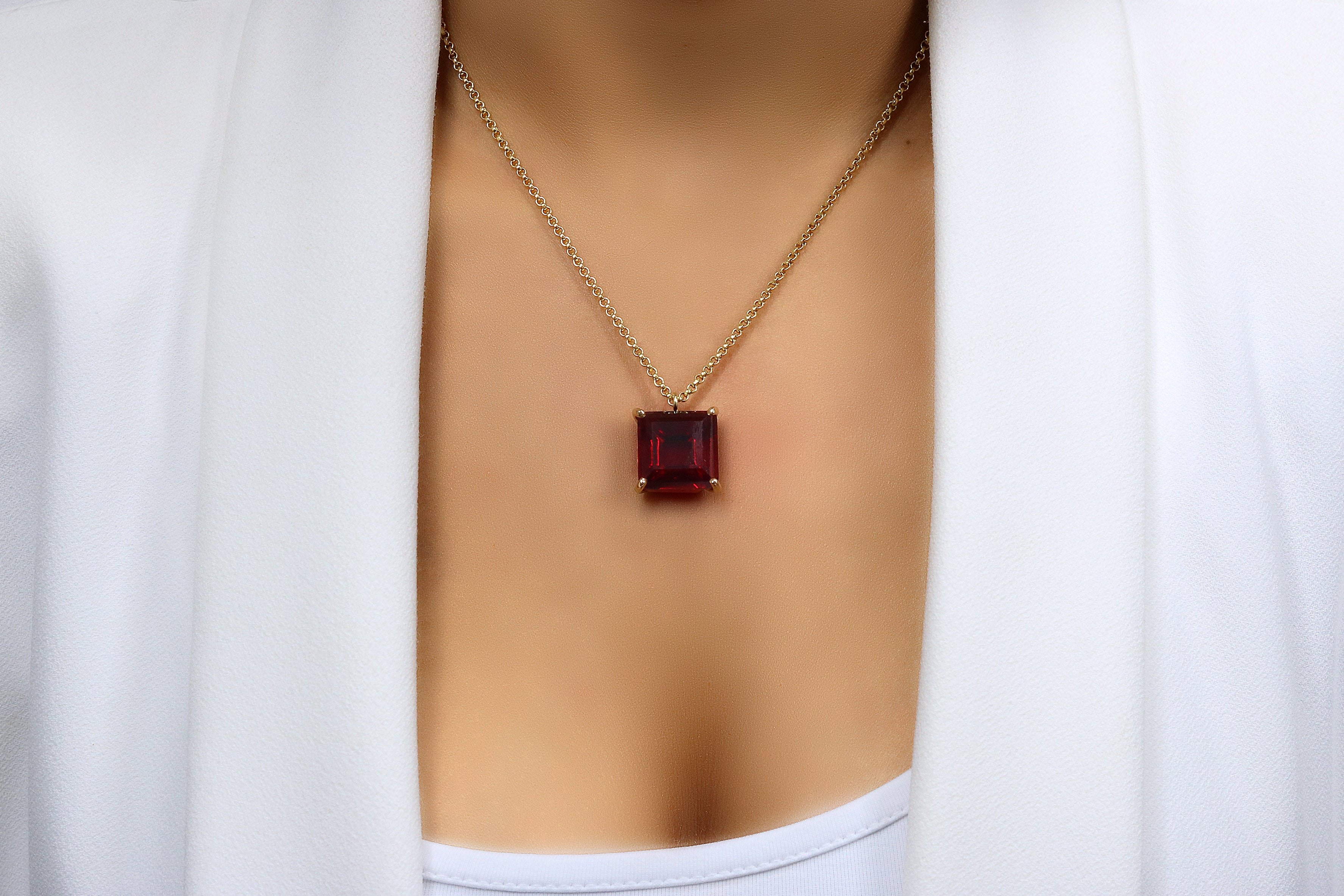 14k Yellow Gold Vibrant Garnet Necklace necklaces Anemone Jewelry