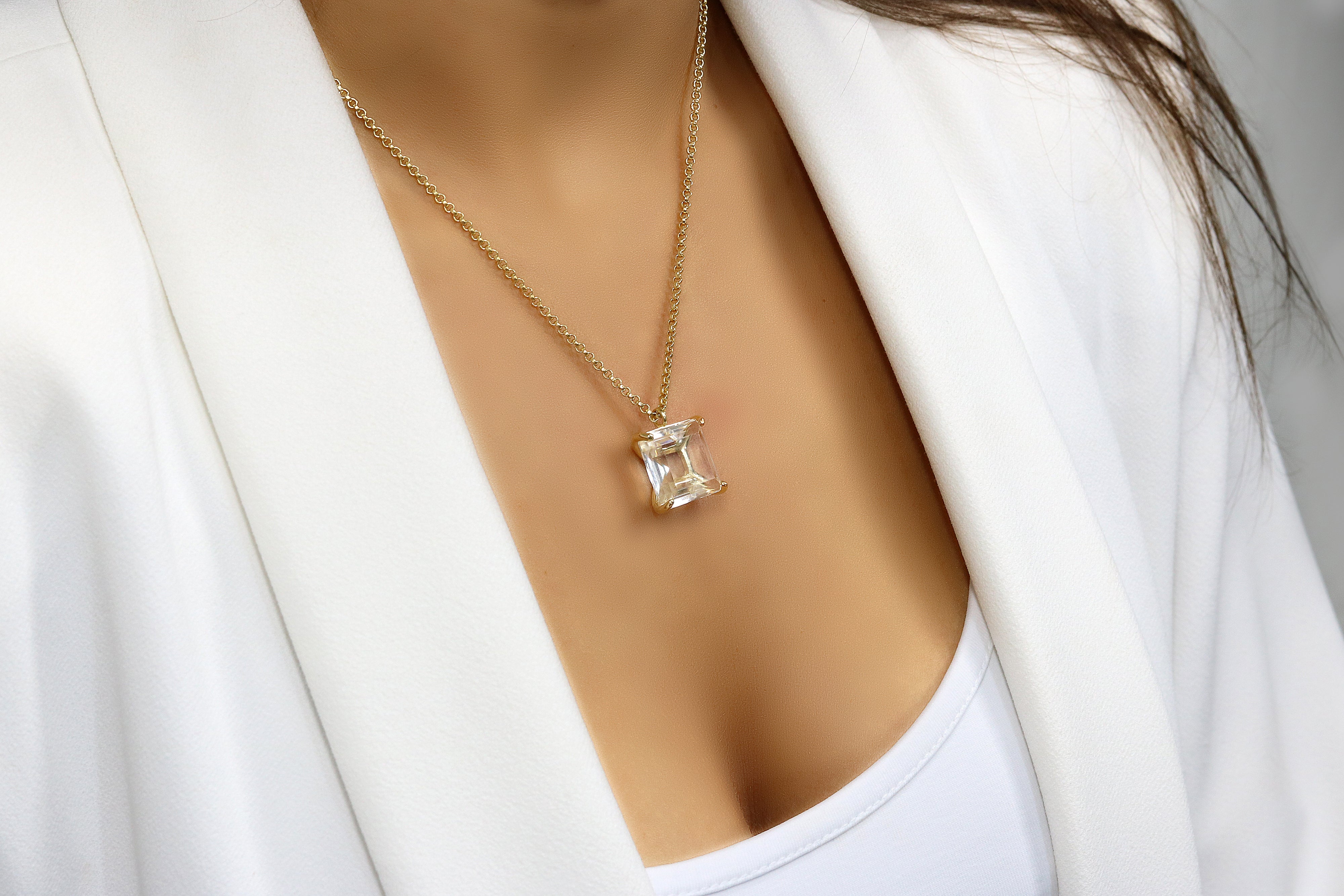 Clear Quartz Necklace in 14k Gold Filled necklaces Anemone Jewelry