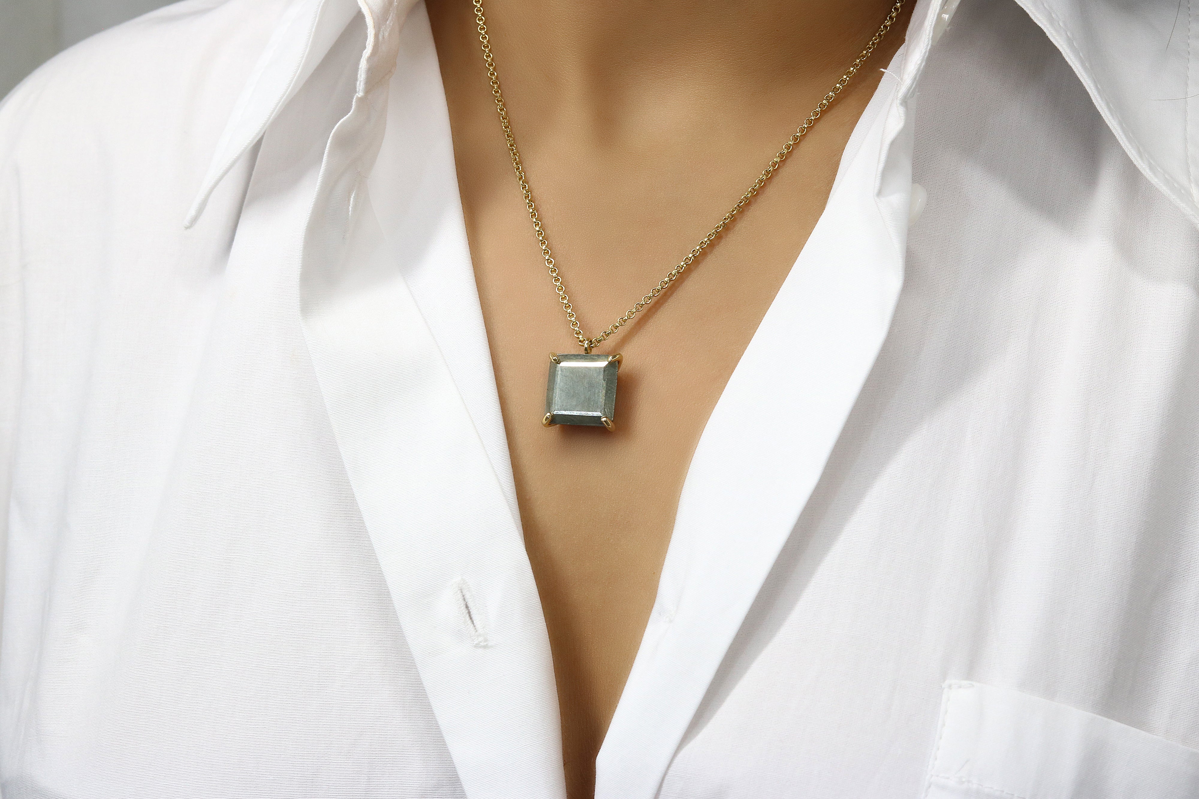 Natural Unique Pyrite Stone Necklace in Sterling Silver necklaces Anemone Jewelry