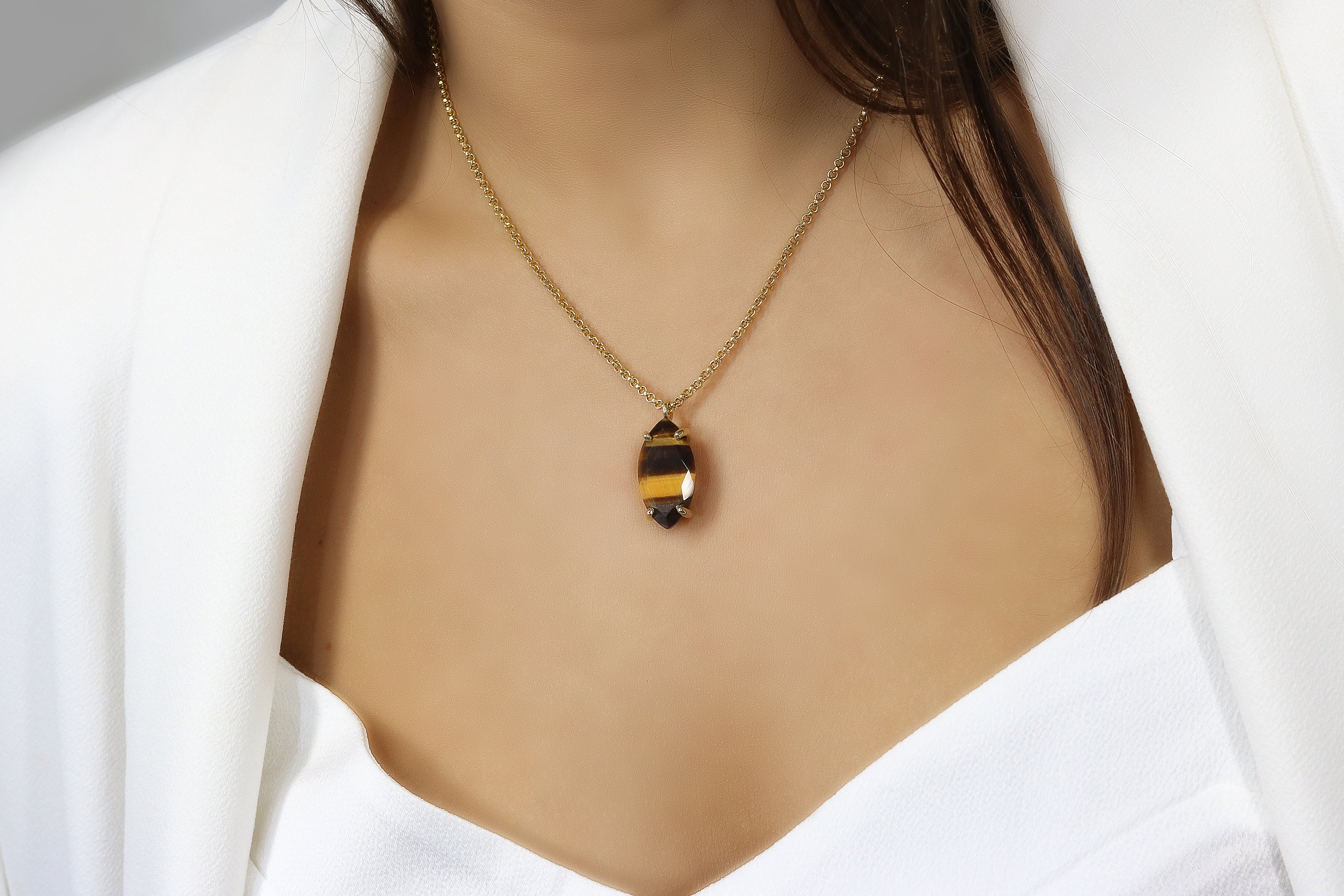 Handmade Tiger Eye 14k Gold Filled Necklace necklaces Anemone Jewelry