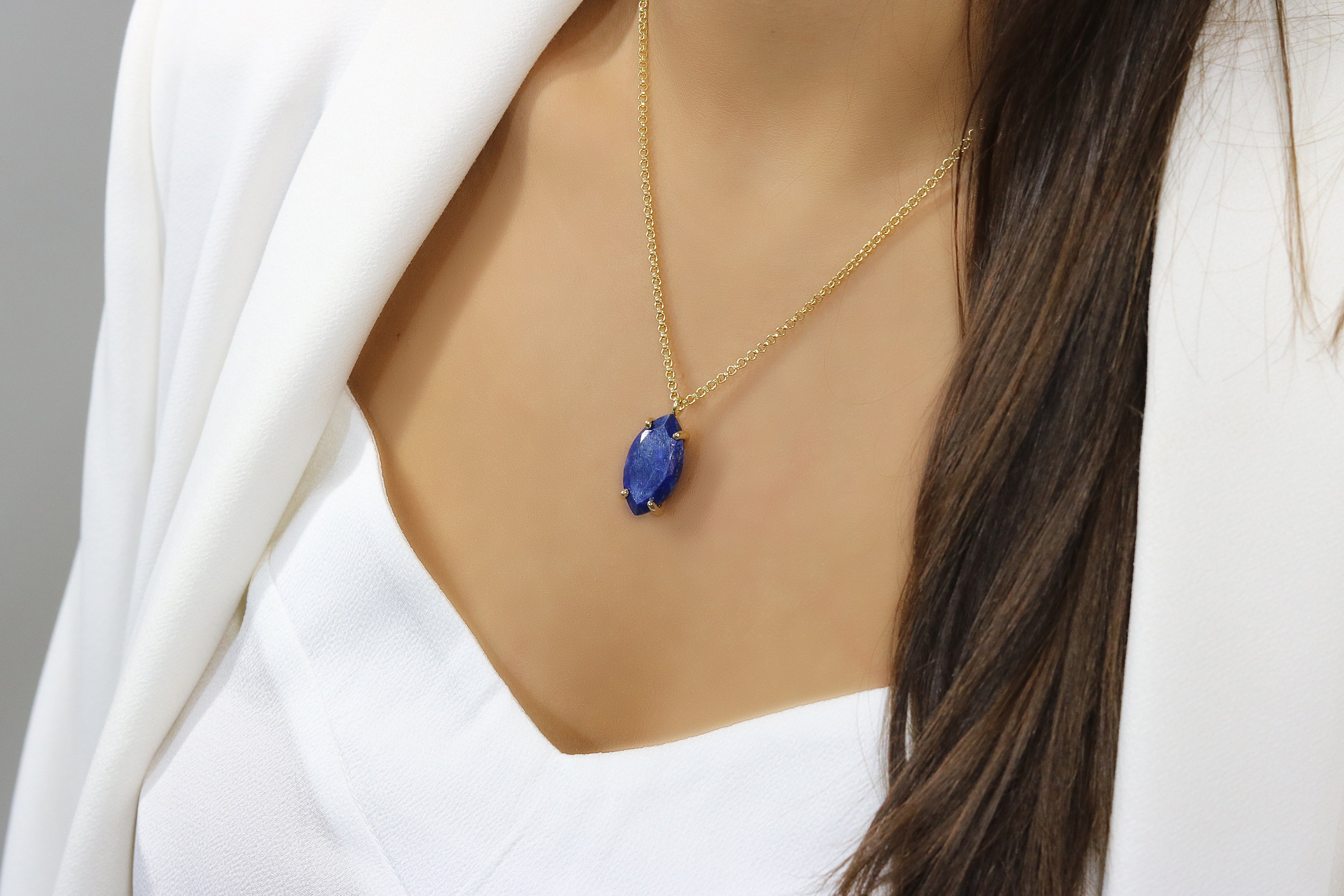 Marquise Lapis Lazuli Marquise Necklace necklaces Anemone Jewelry