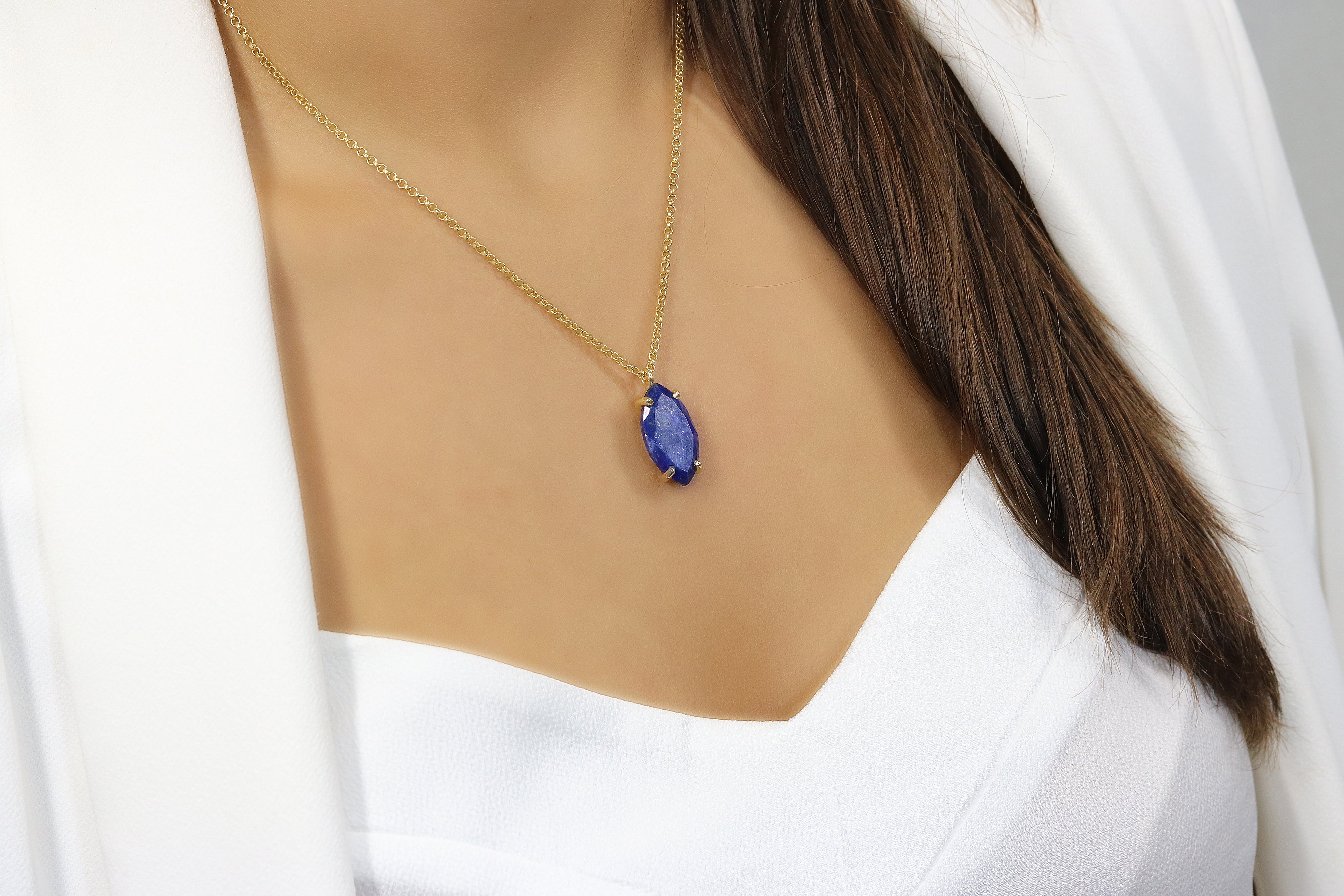 Marquise Lapis Lazuli Marquise Necklace necklaces Anemone Jewelry