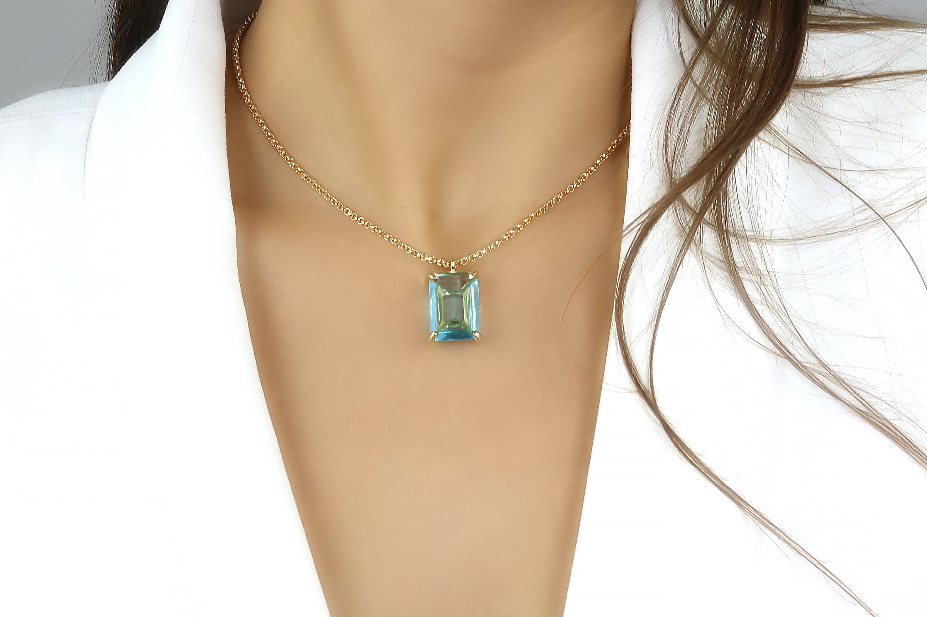 Blue Topaz Pendant Necklace in 14k Gold necklaces Anemone Jewelry