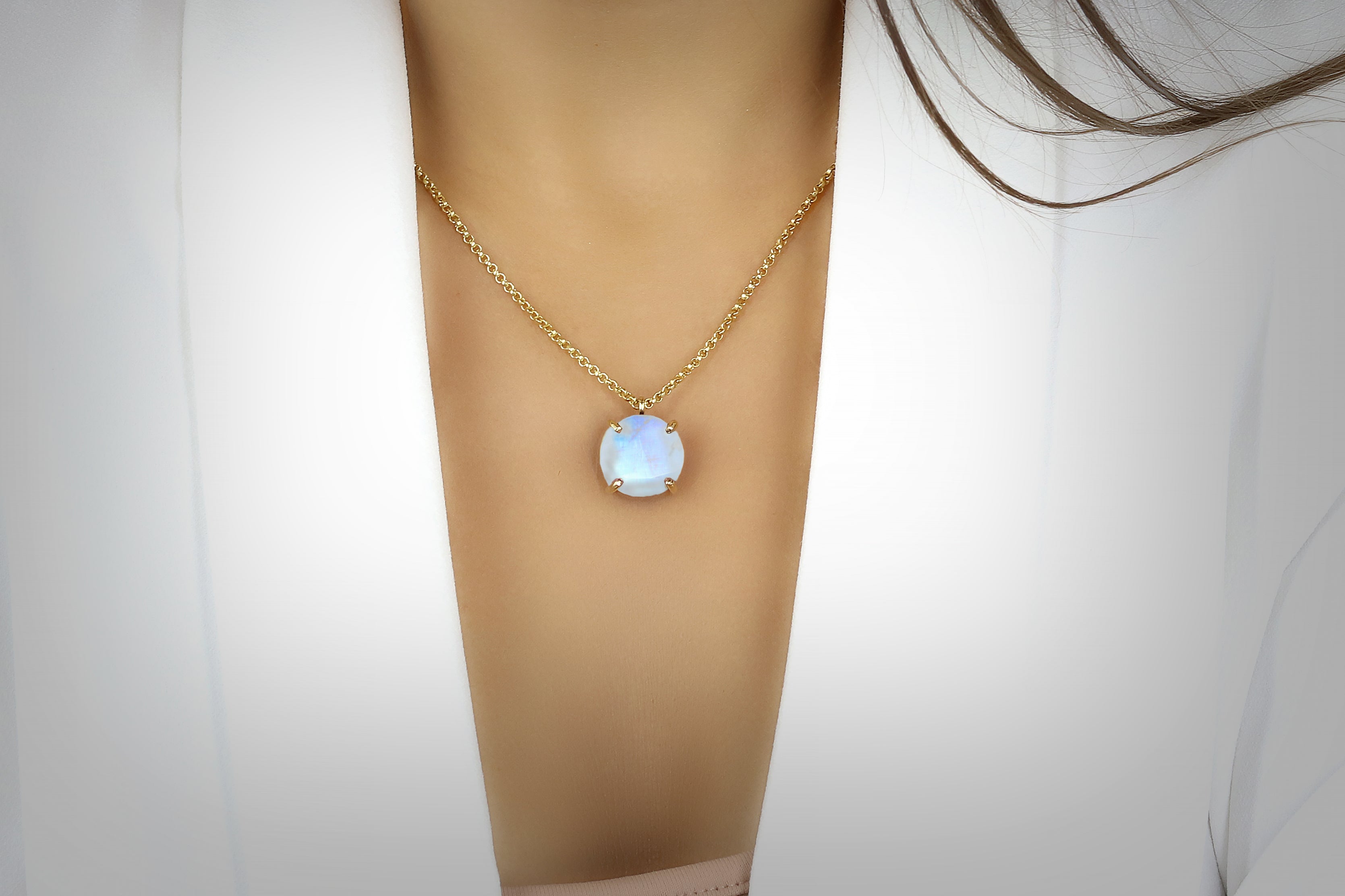 Sterling Silver Moonstone Necklace necklaces Anemone Jewelry