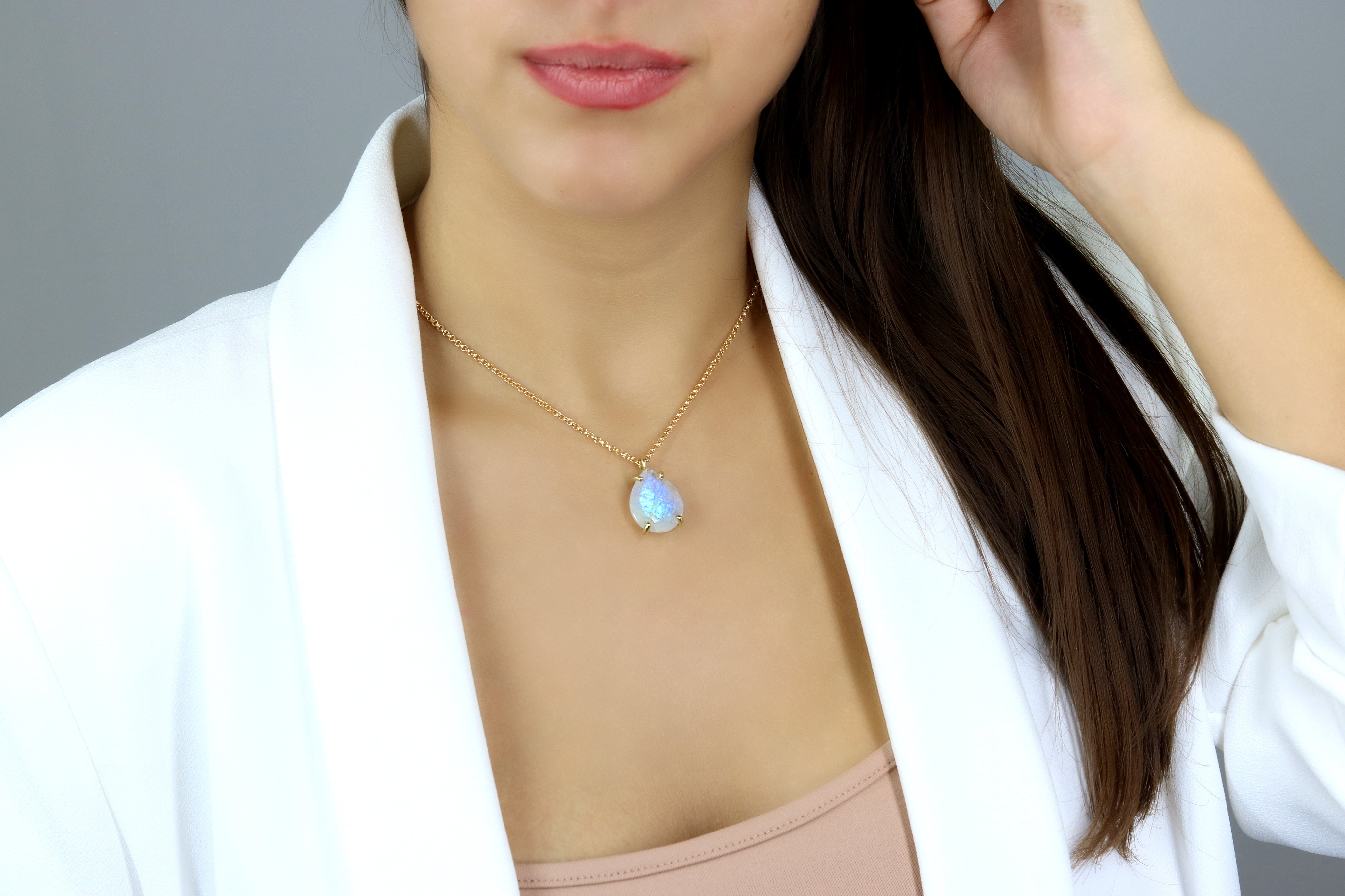 Pear Moonstone Jewelry Necklace in Silver necklaces Anemone Jewelry