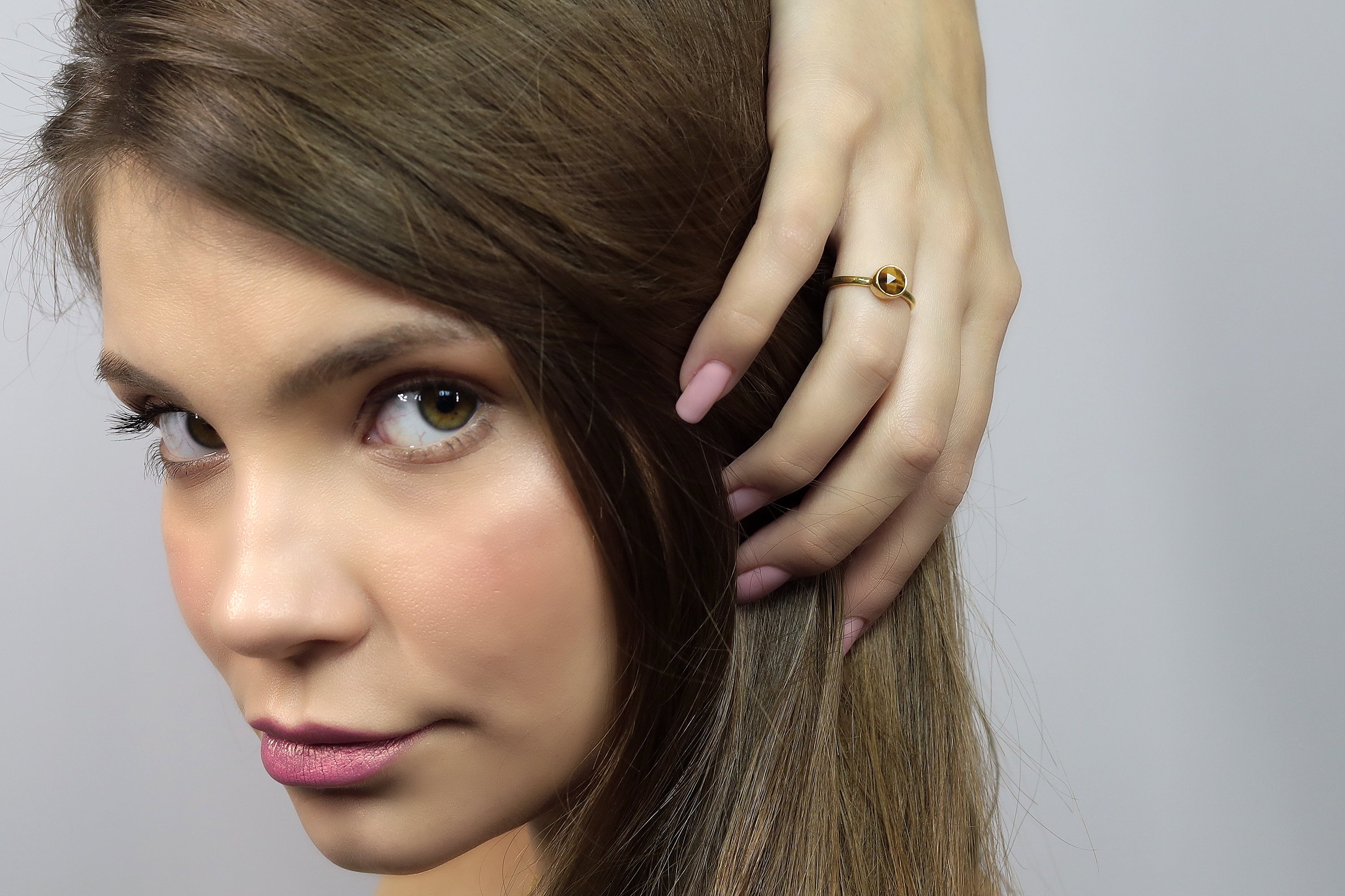 Gold Tiger Eye Bezel Set Statement Ring Rings Anemone Limited