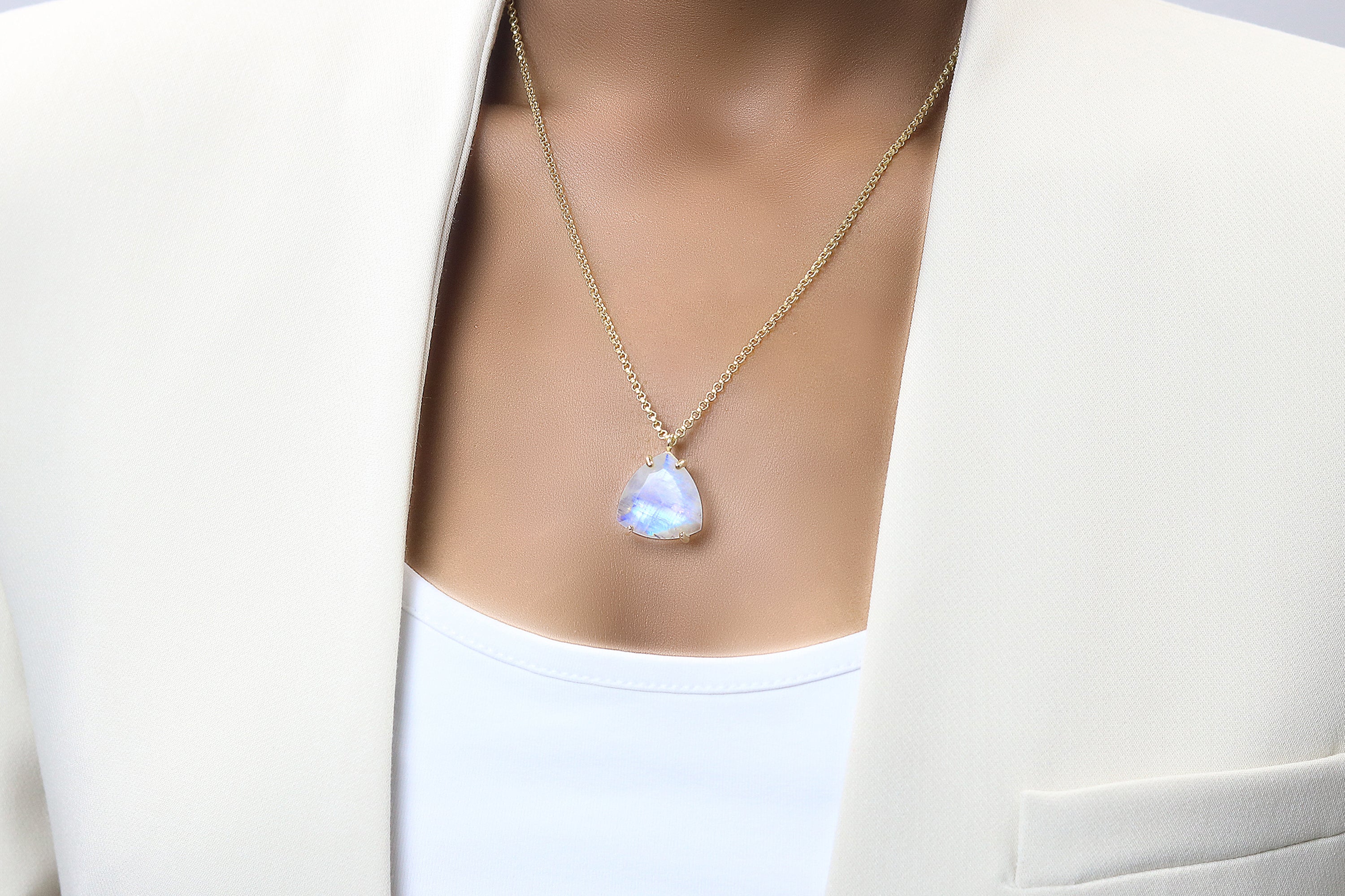 Luminescent Moonstone Necklace in Sterling Silver necklaces Anemone Jewelry