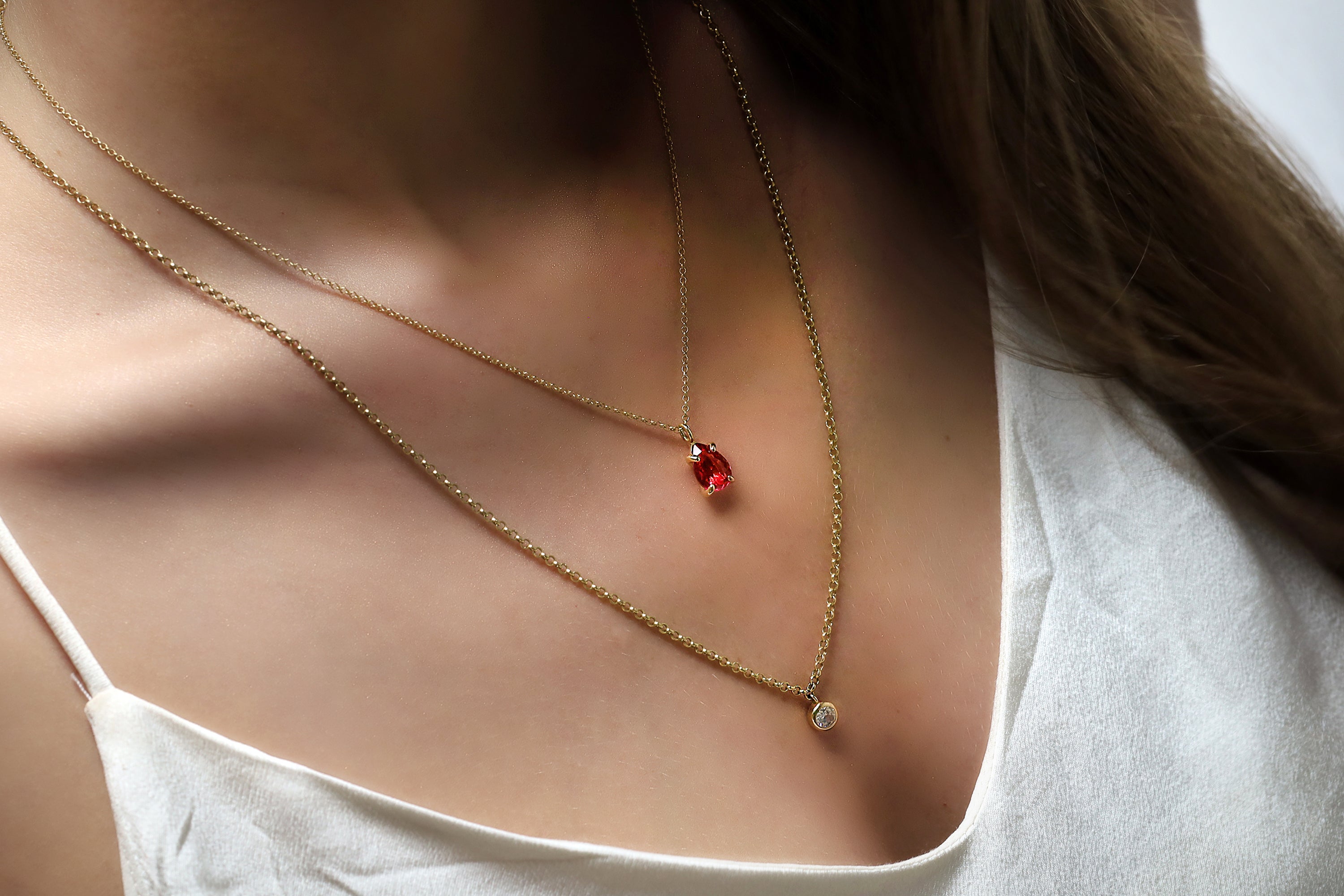 Simple Ruby Pendant Gold Necklace necklaces Anemone Unique