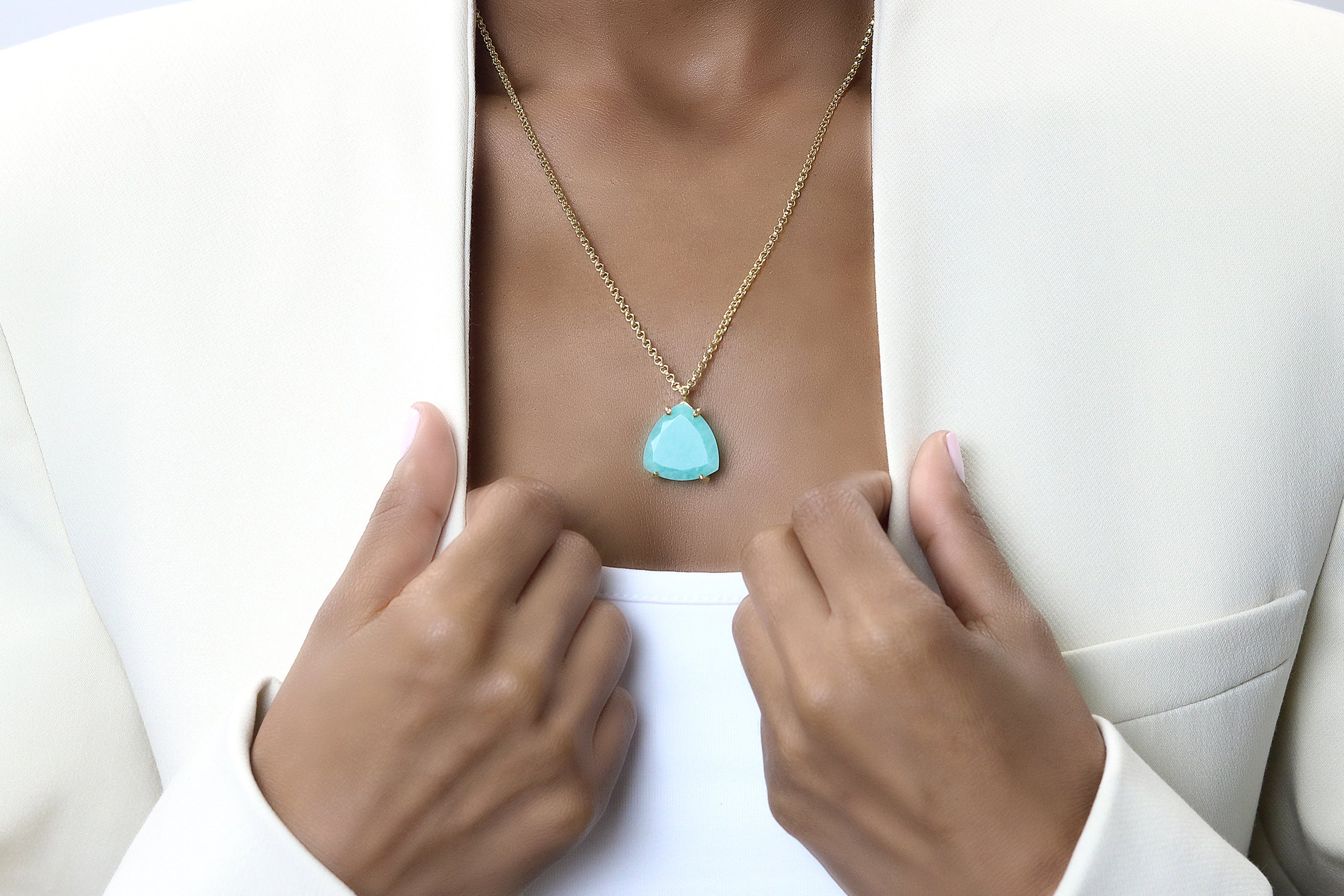 Trillion Amazonite Necklace in Sterling Silver necklaces Anemone Jewelry