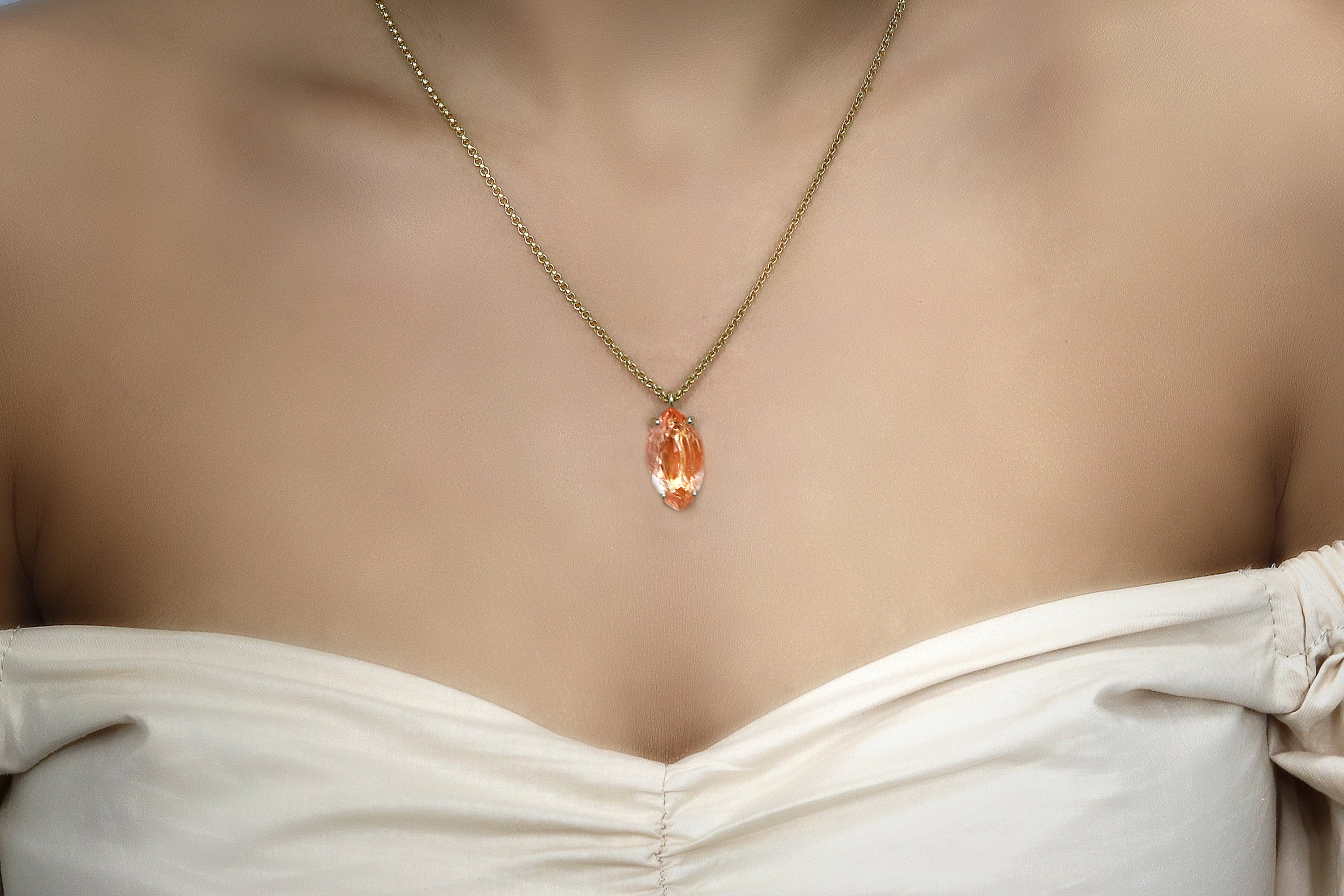 Marquise Morganite Jewelry Necklace in Gold necklaces Anemone Jewelry