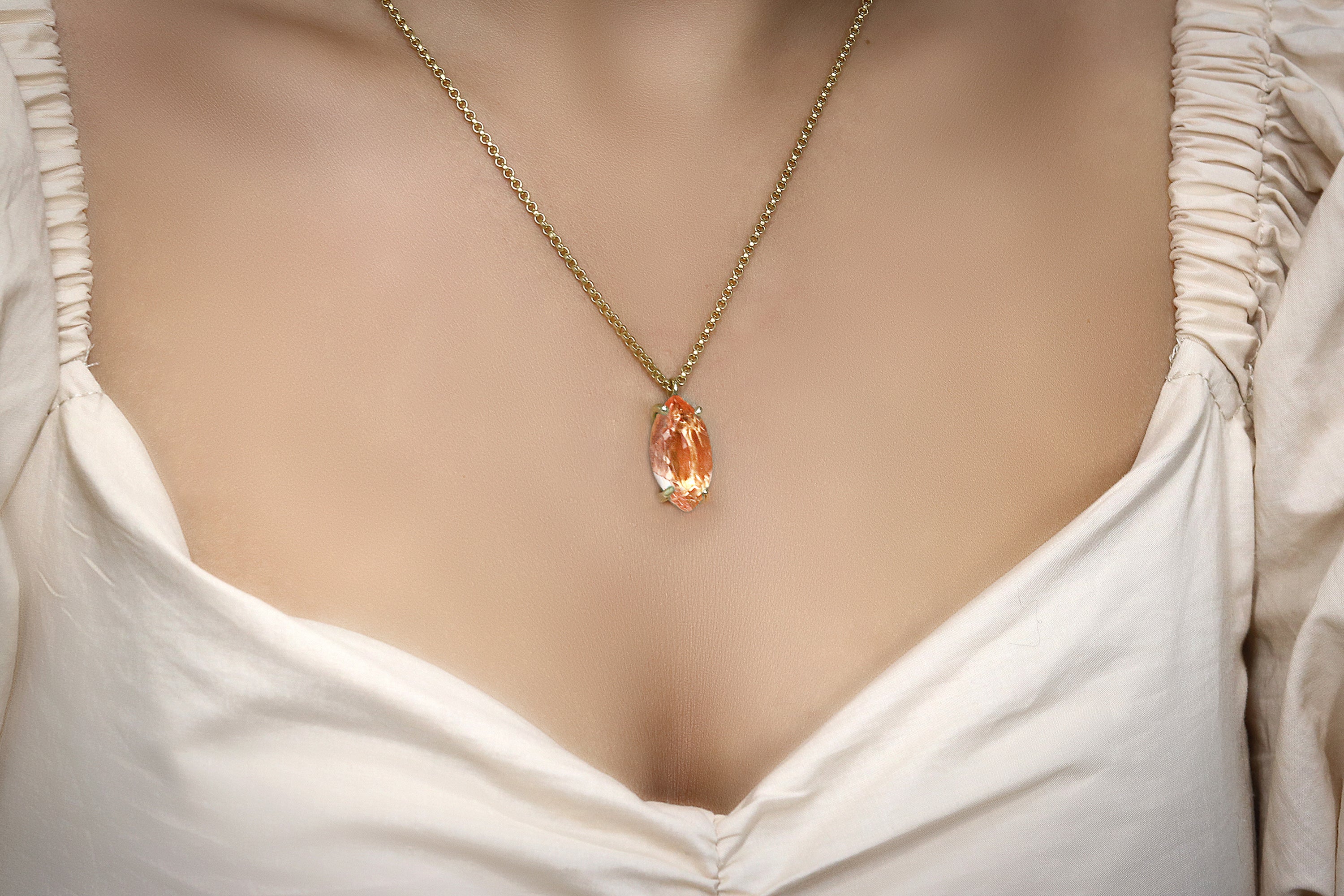 Marquise Morganite Jewelry Necklace in Gold necklaces Anemone Jewelry