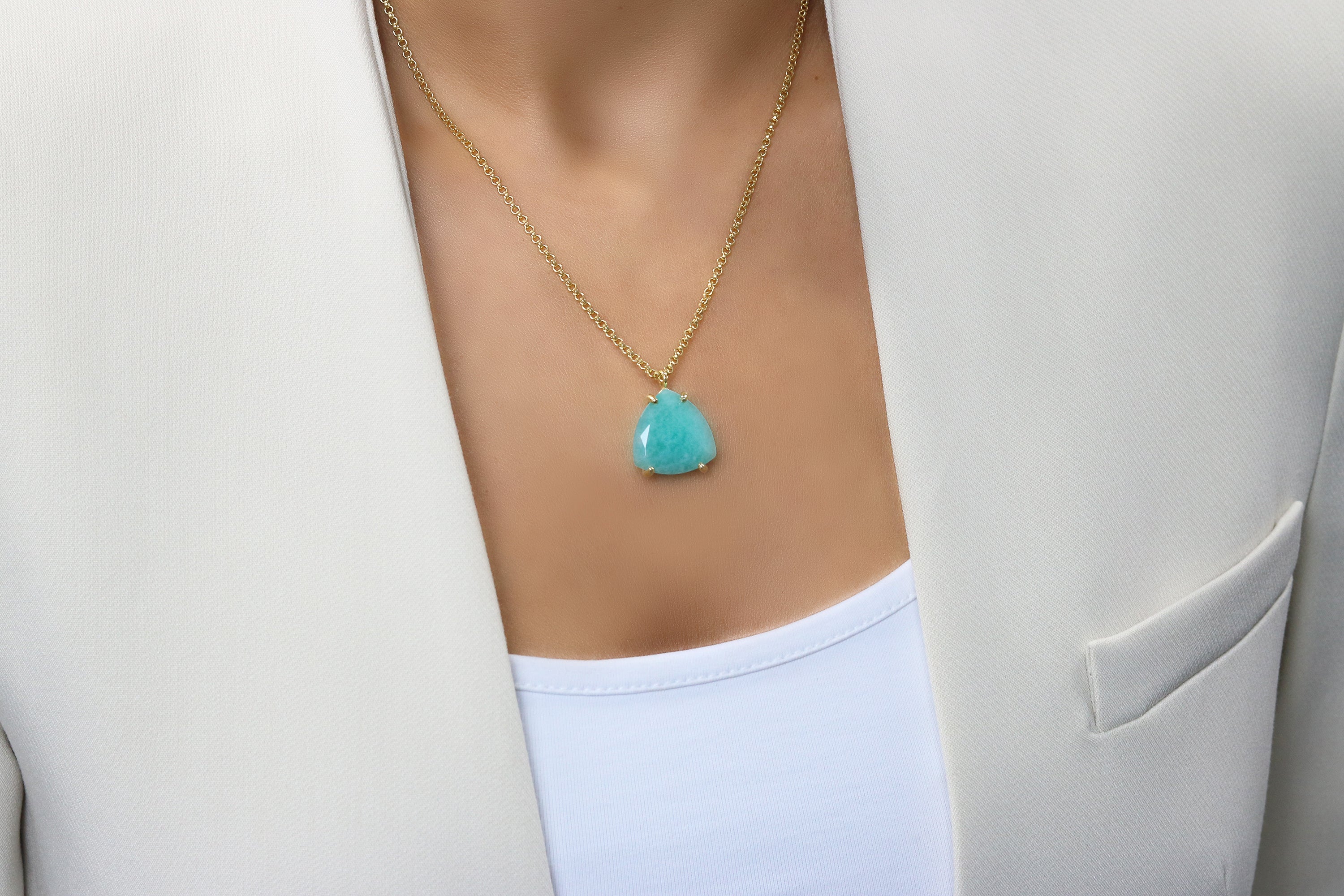 Trillion Amazonite Necklace in Sterling Silver necklaces Anemone Jewelry