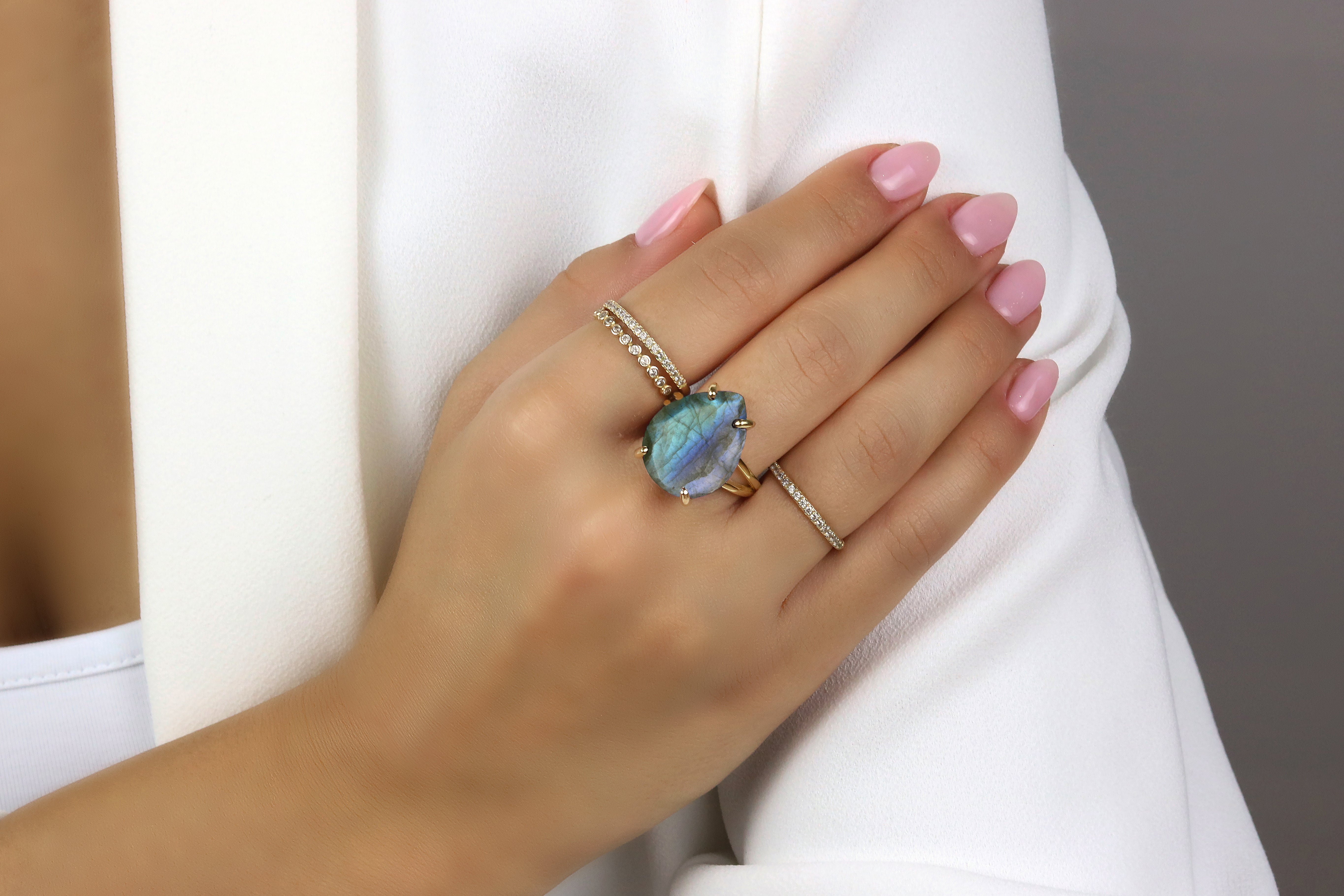Semiprecious Labradorite Ring in 14k Gold Rings Anemone Jewelry