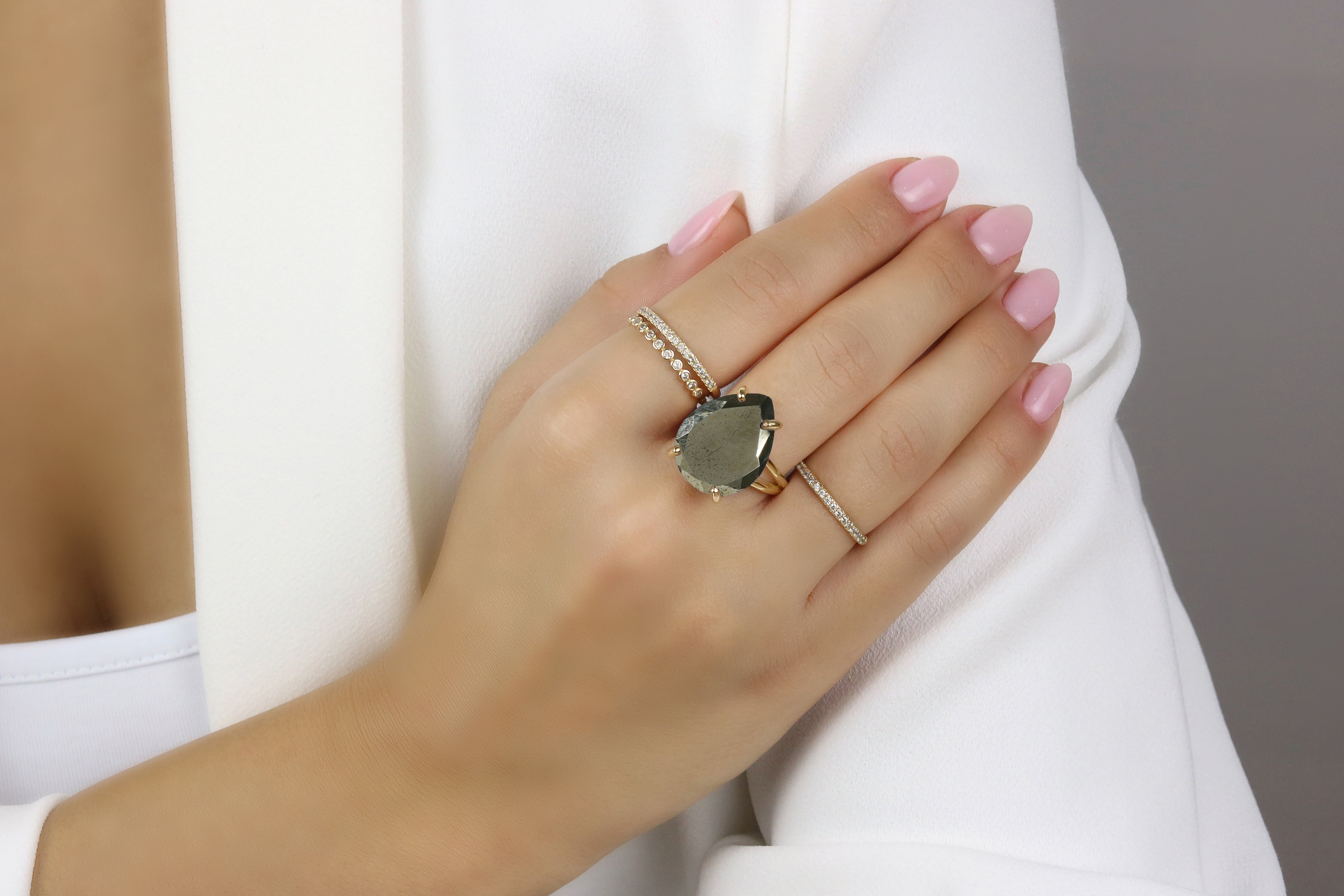 925 Sterling Silver Luxury Pyrite Ring Rings Anemone Jewelry