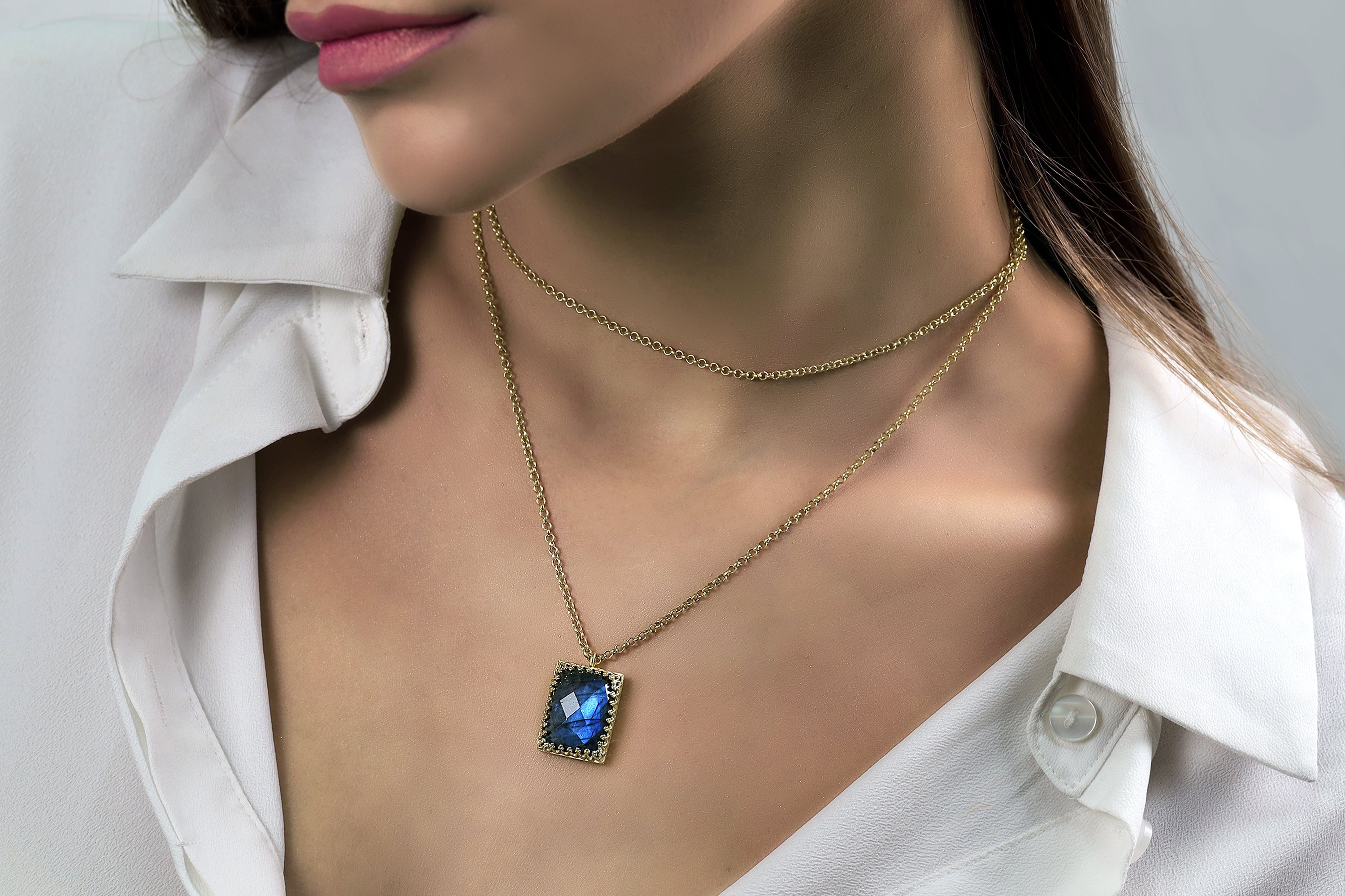 Luminescent Labradorite Gold Filled Necklace necklaces Anemone Jewelry