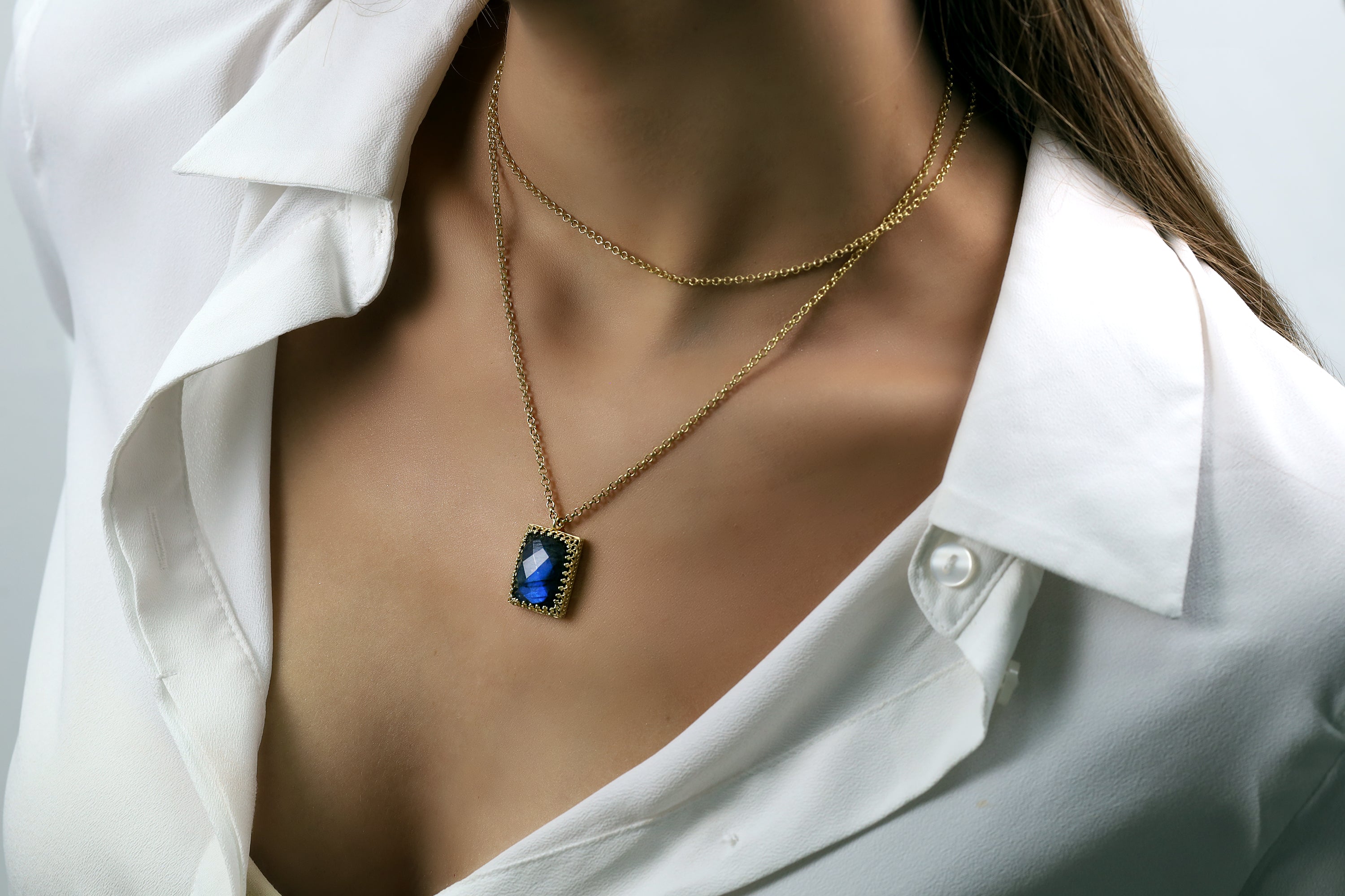 Luminescent Labradorite Gold Filled Necklace necklaces Anemone Jewelry