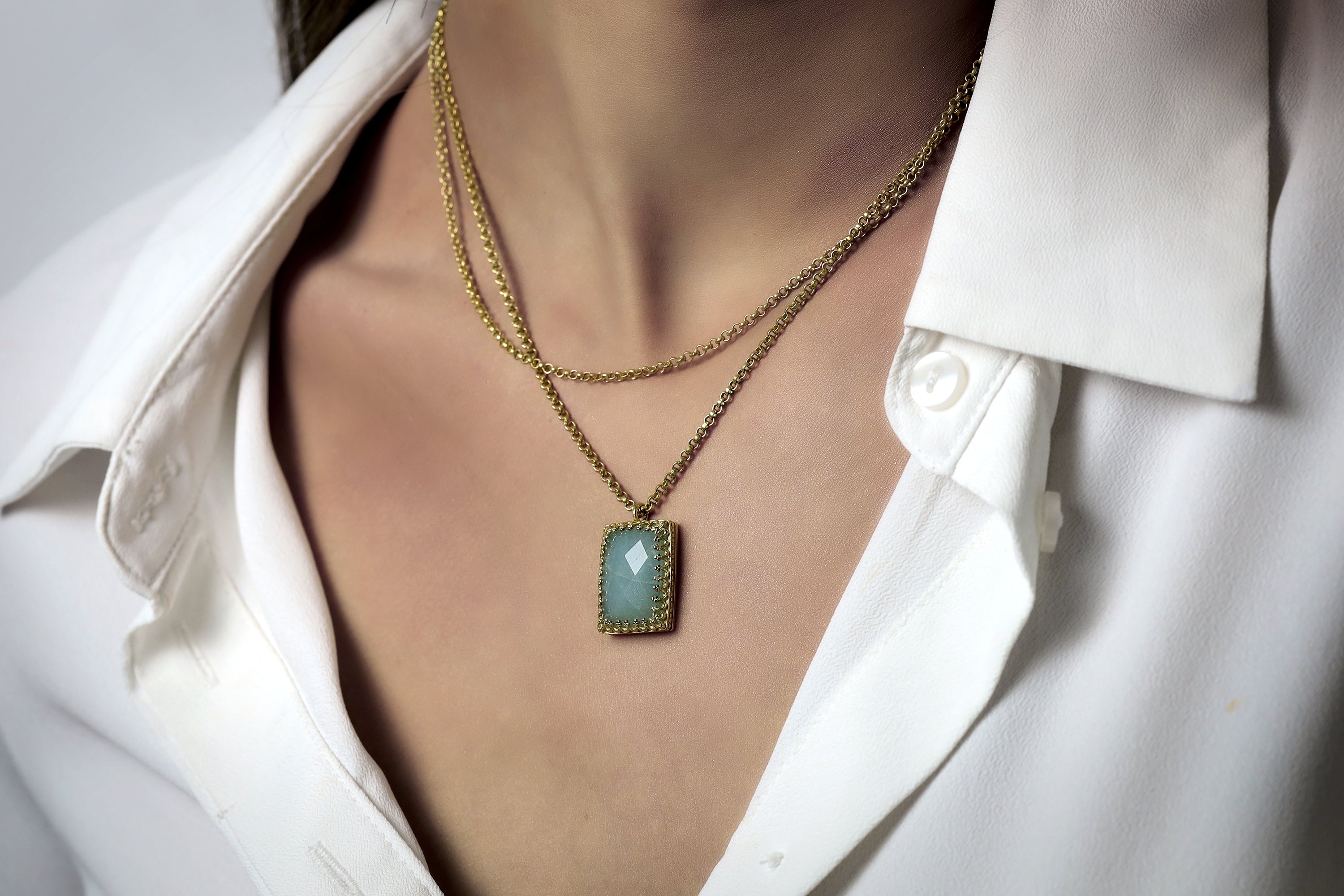 Statement Aquamarine Pendant Necklace necklaces Anemone Jewelry