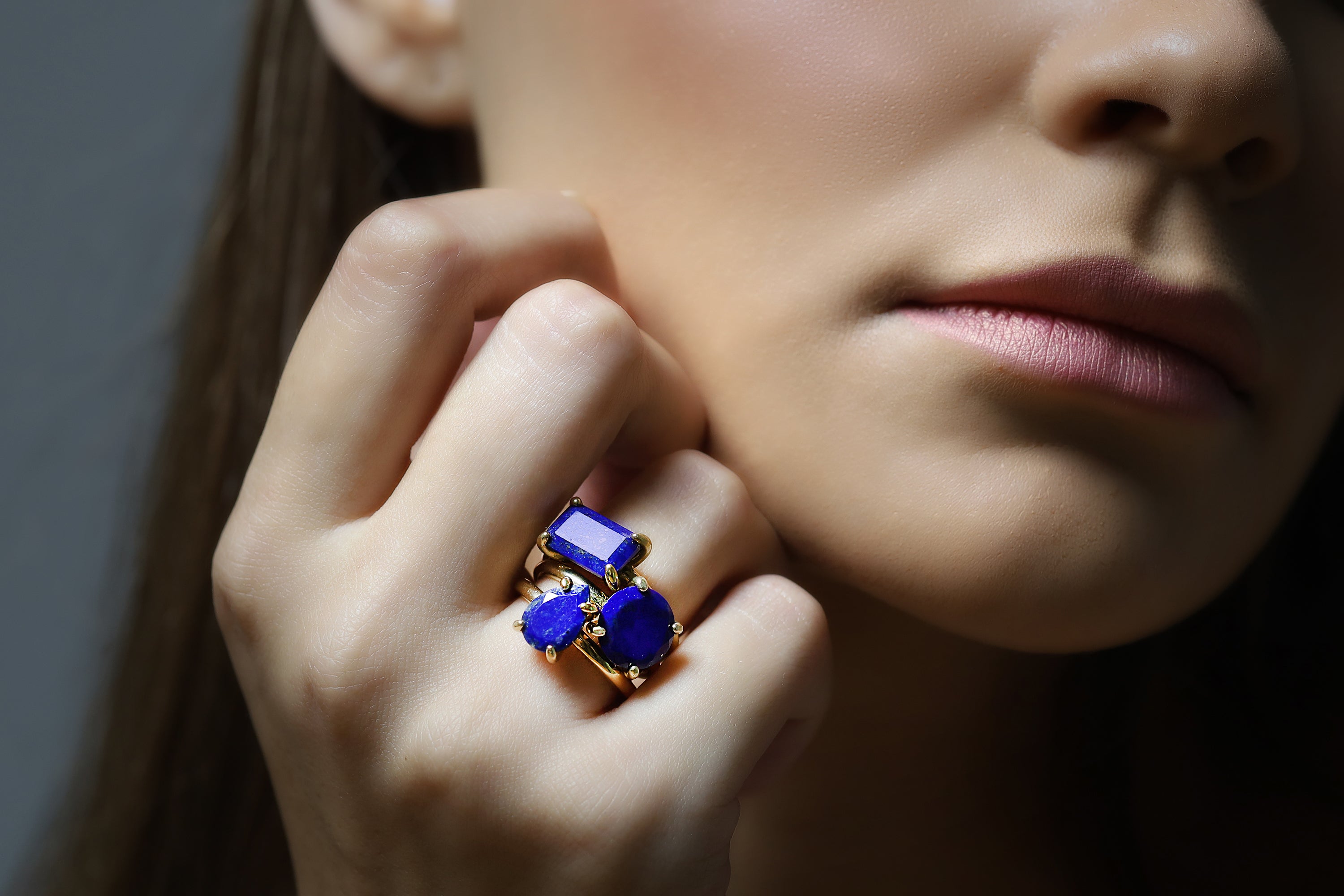 Eye-Catching Pear Lapis Lazuli Silver Ring Rings Anemone Unique