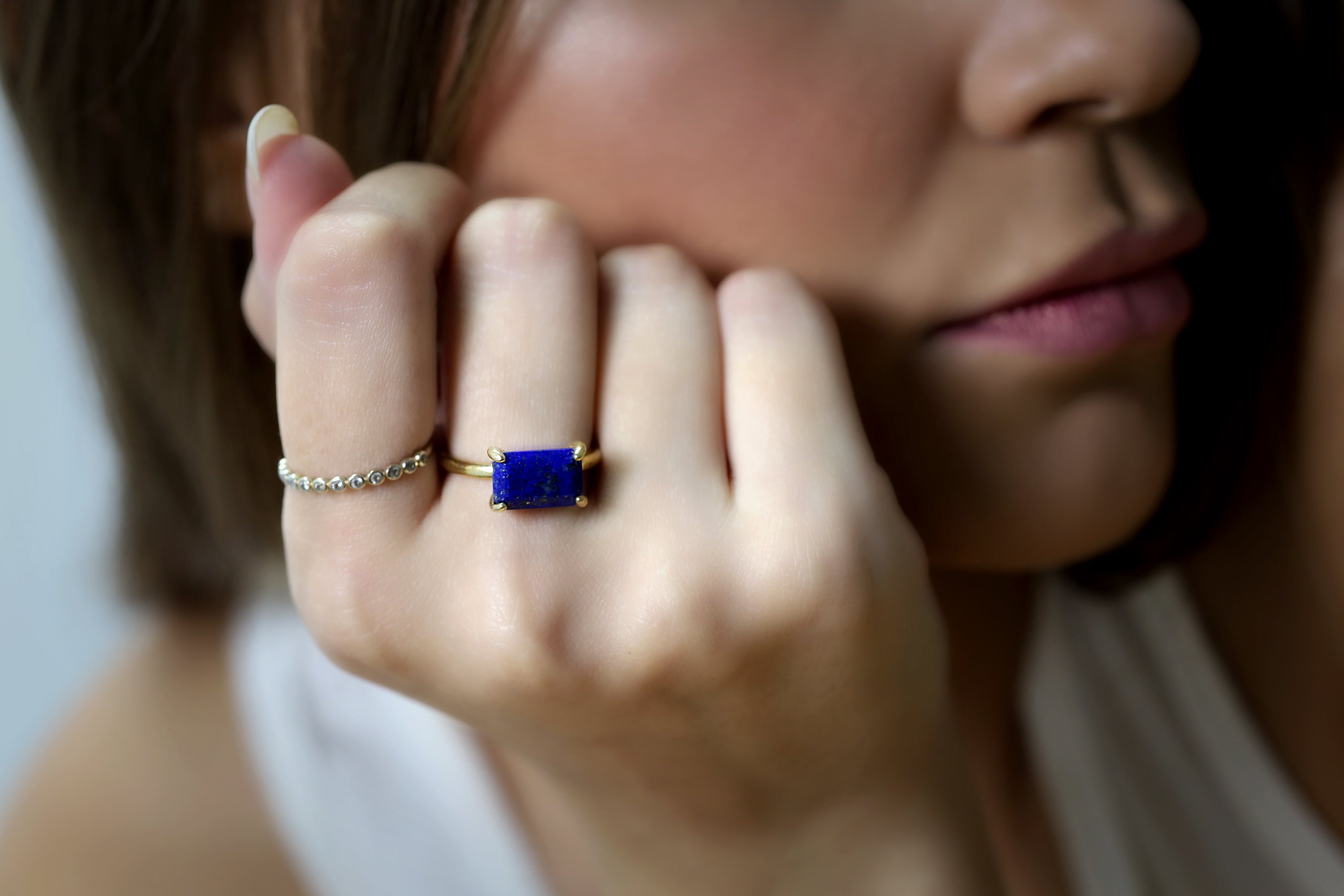 Princess Cut Lapis Lazuli Gold Ring Rings Anemone Unique
