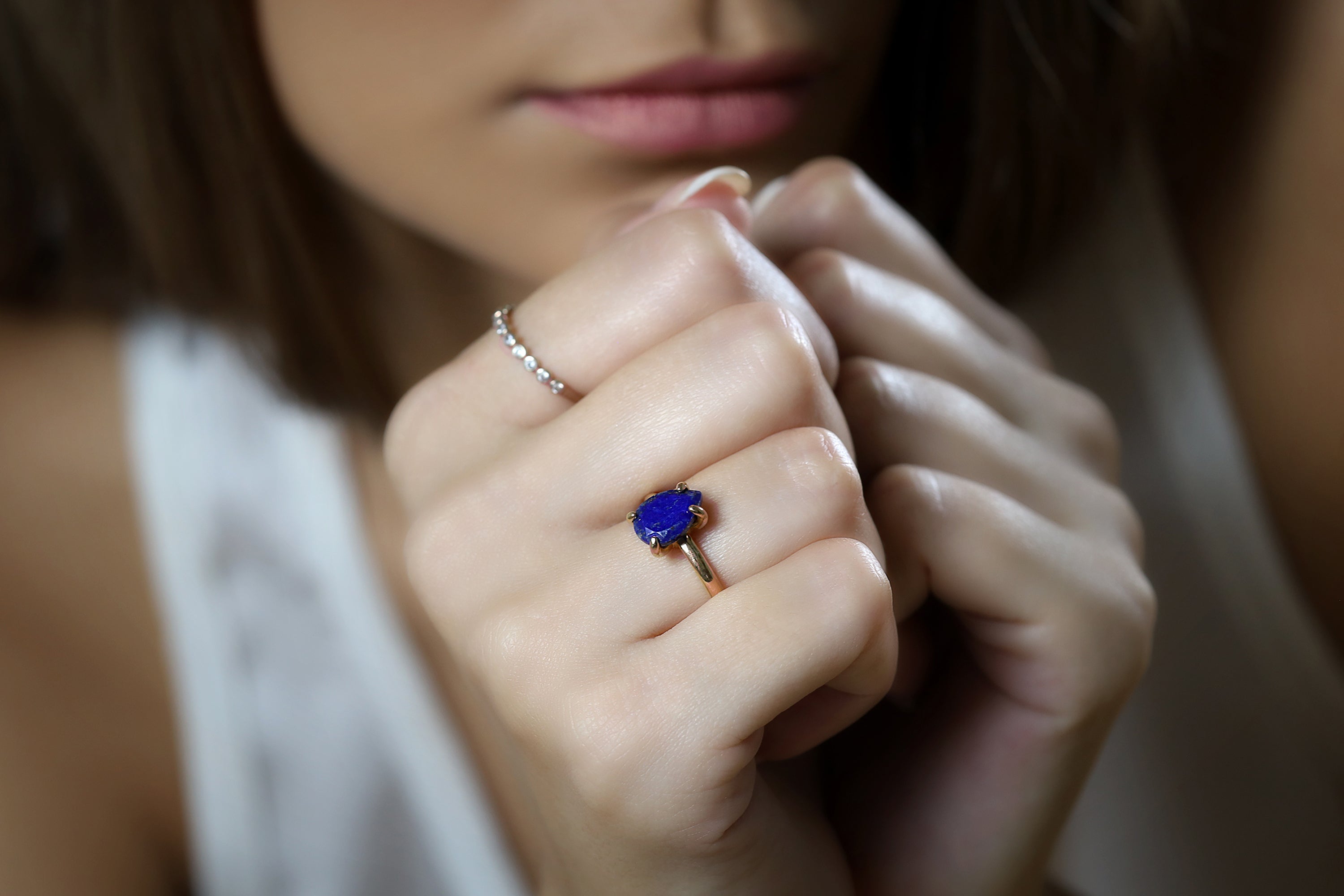 Pear Lapis Lazuli Ring in 14k Rose Gold Rings Anemone Jewelry