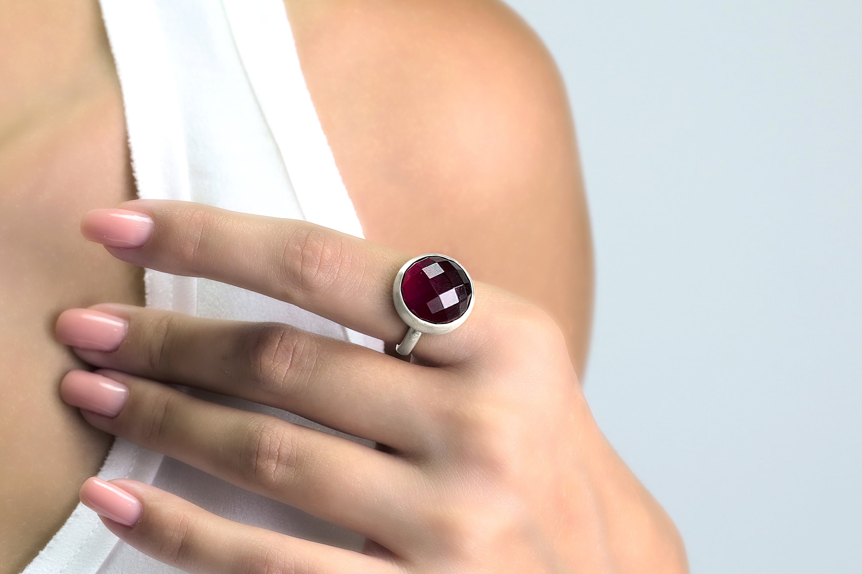 14k Gold Garnet Gemstone Bezel Ring Rings Anemone Limited