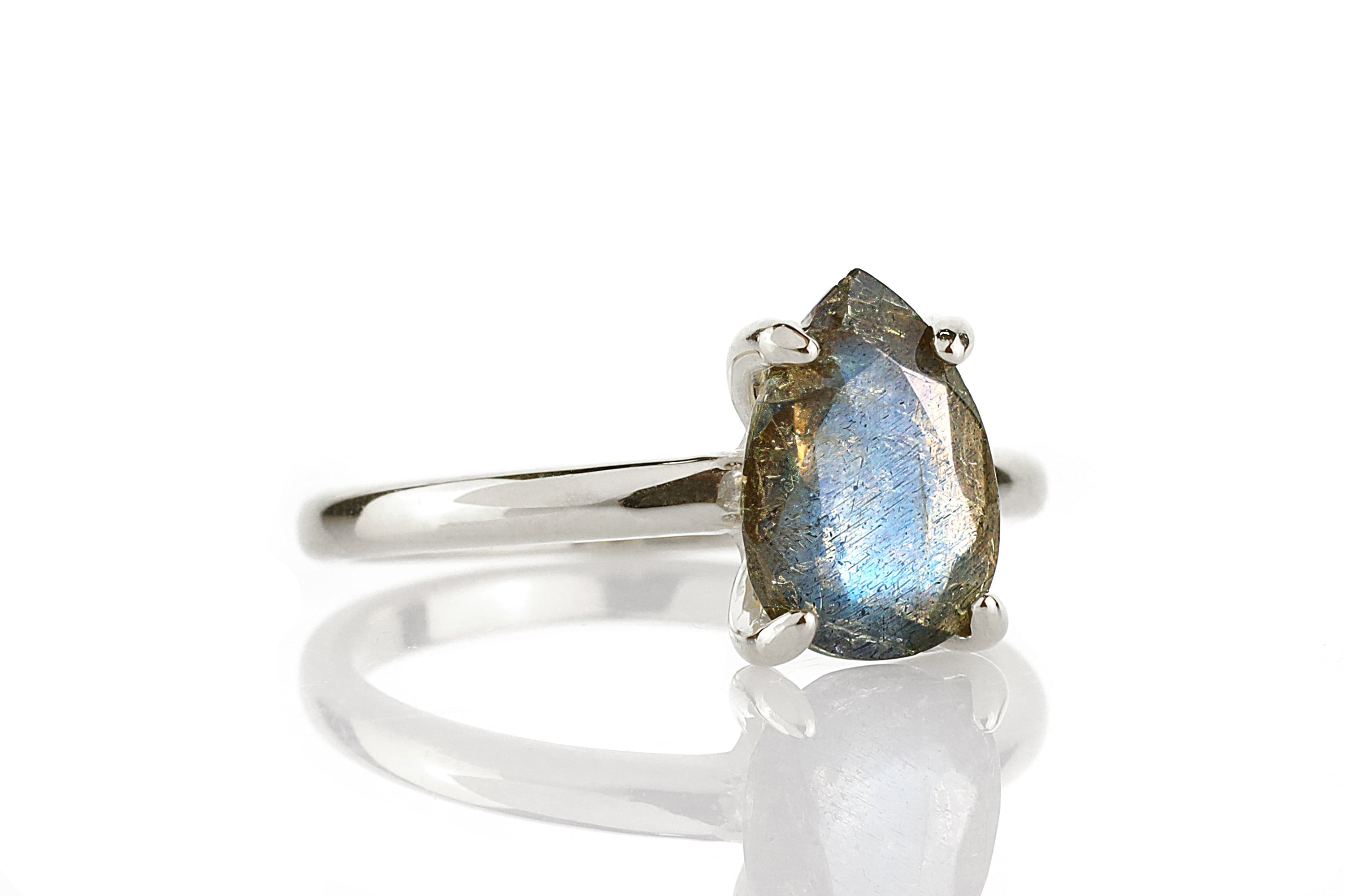 Pear Labradorite Ring in Sterling Silver Rings Anemone Unique