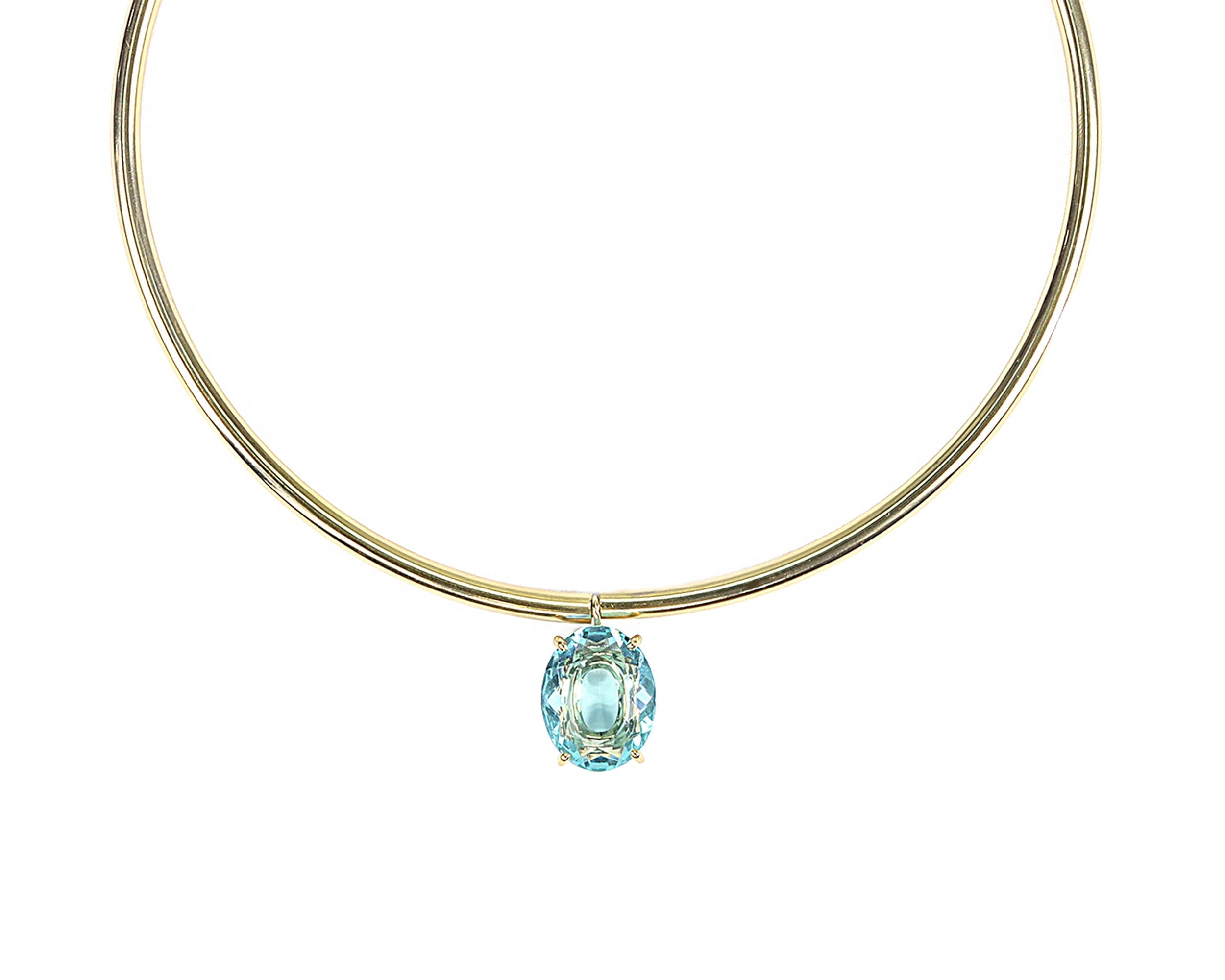 Blue Topaz Pendant Gold Tribal Necklace necklaces Anemone Jewelry