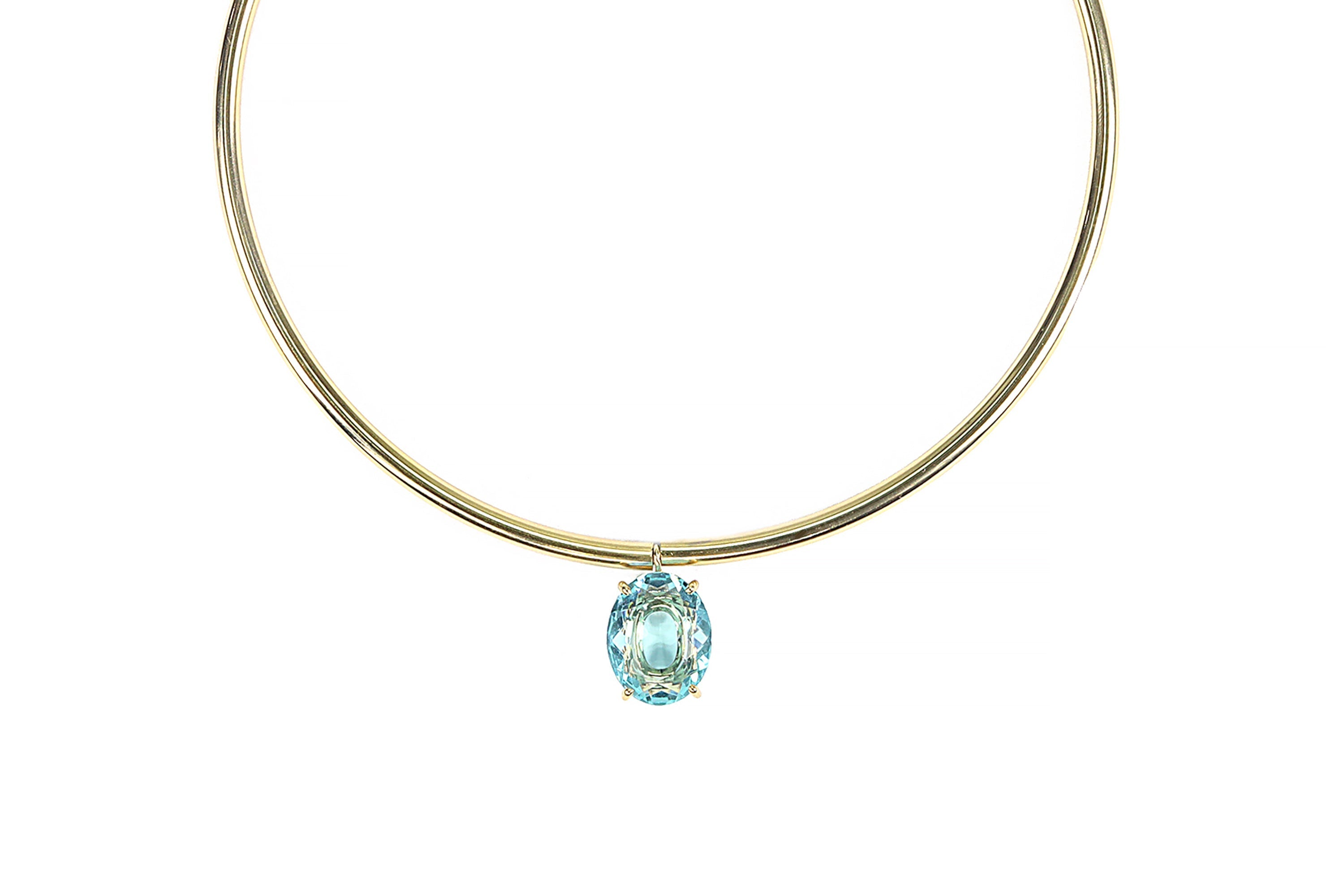 Blue Topaz Pendant Gold Tribal Necklace necklaces Anemone Jewelry