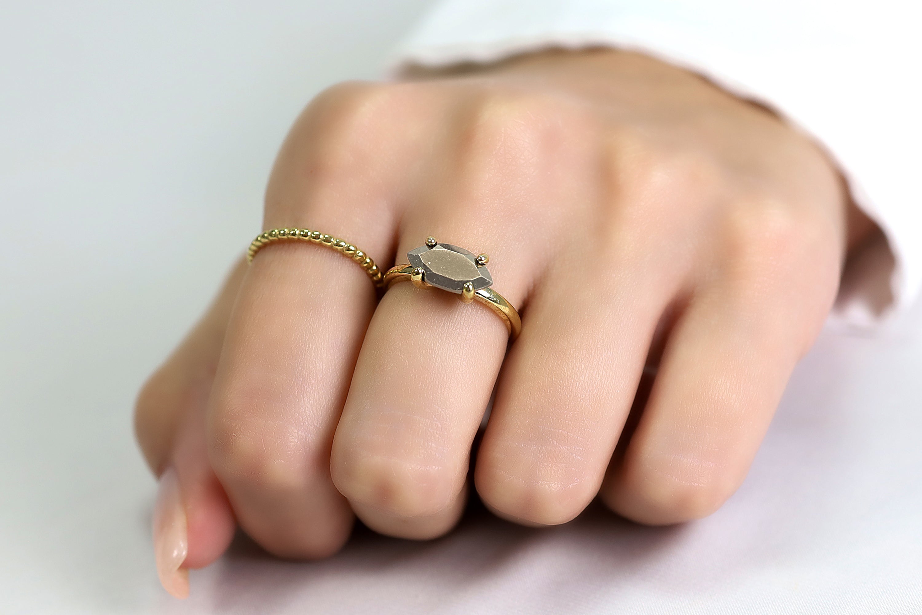 Dainty Sterling Silver Pyrite Ring Rings Anemone Unique