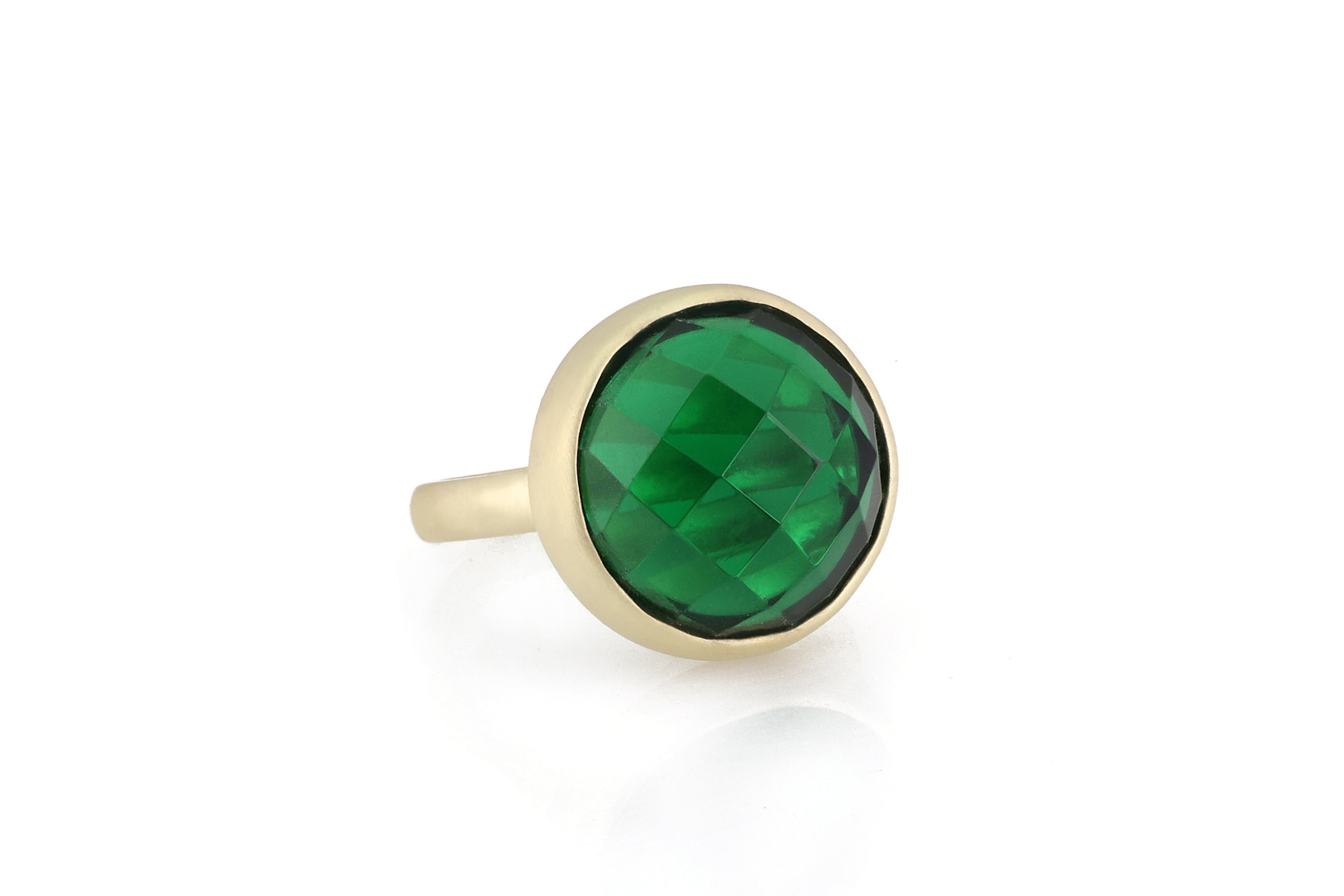Round 16mm Emerald Gold Statement Ring Rings Anemone Limited
