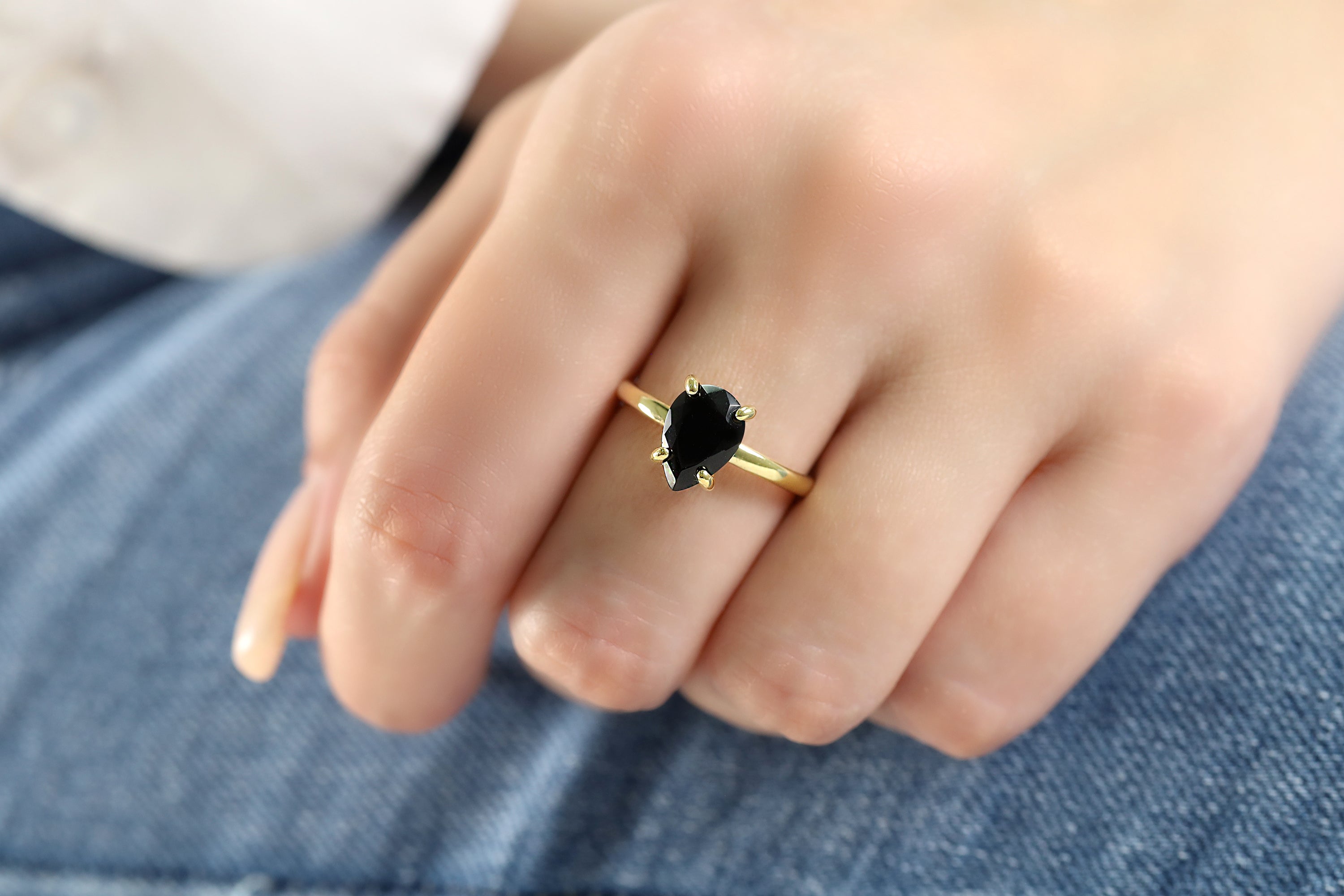 Timeless Black Onyx in 14k Rose Gold Rings Anemone Jewelry