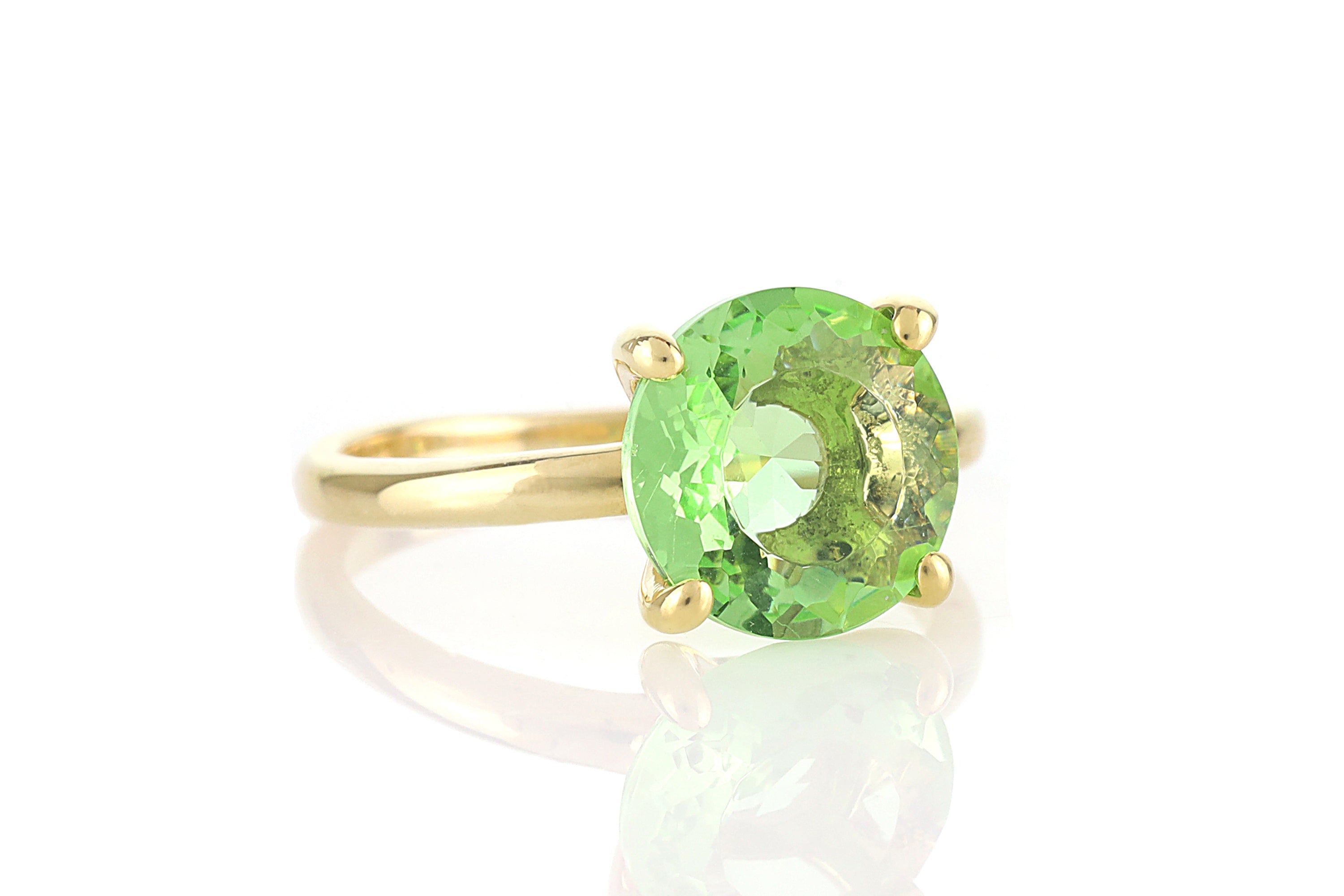 Solitaire Gold Ring with Green Tourmaline Gemstone Rings Anemone Unique