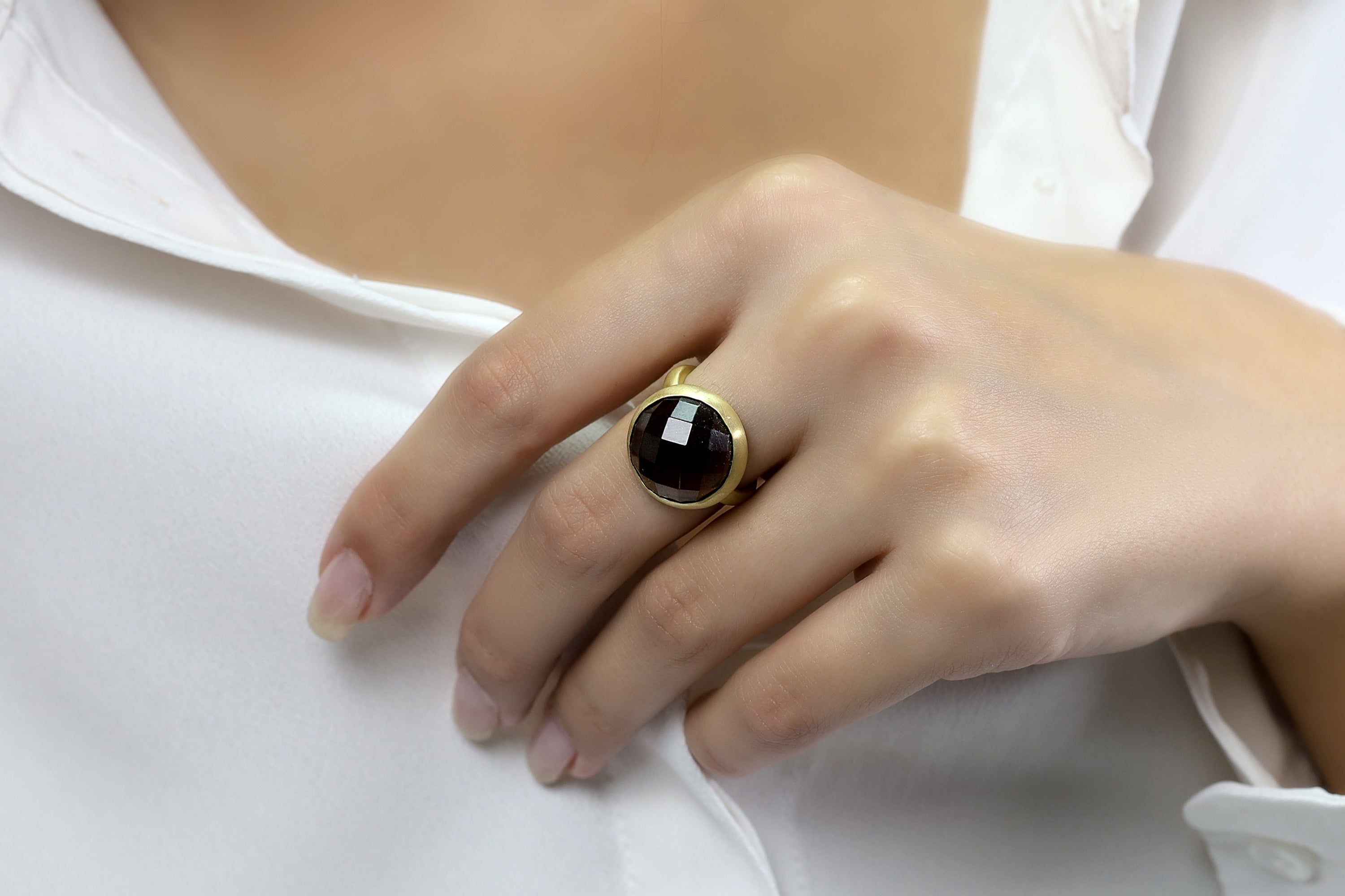 Smoky Quartz Bezel Gold Filled Ring Rings Anemone Limited